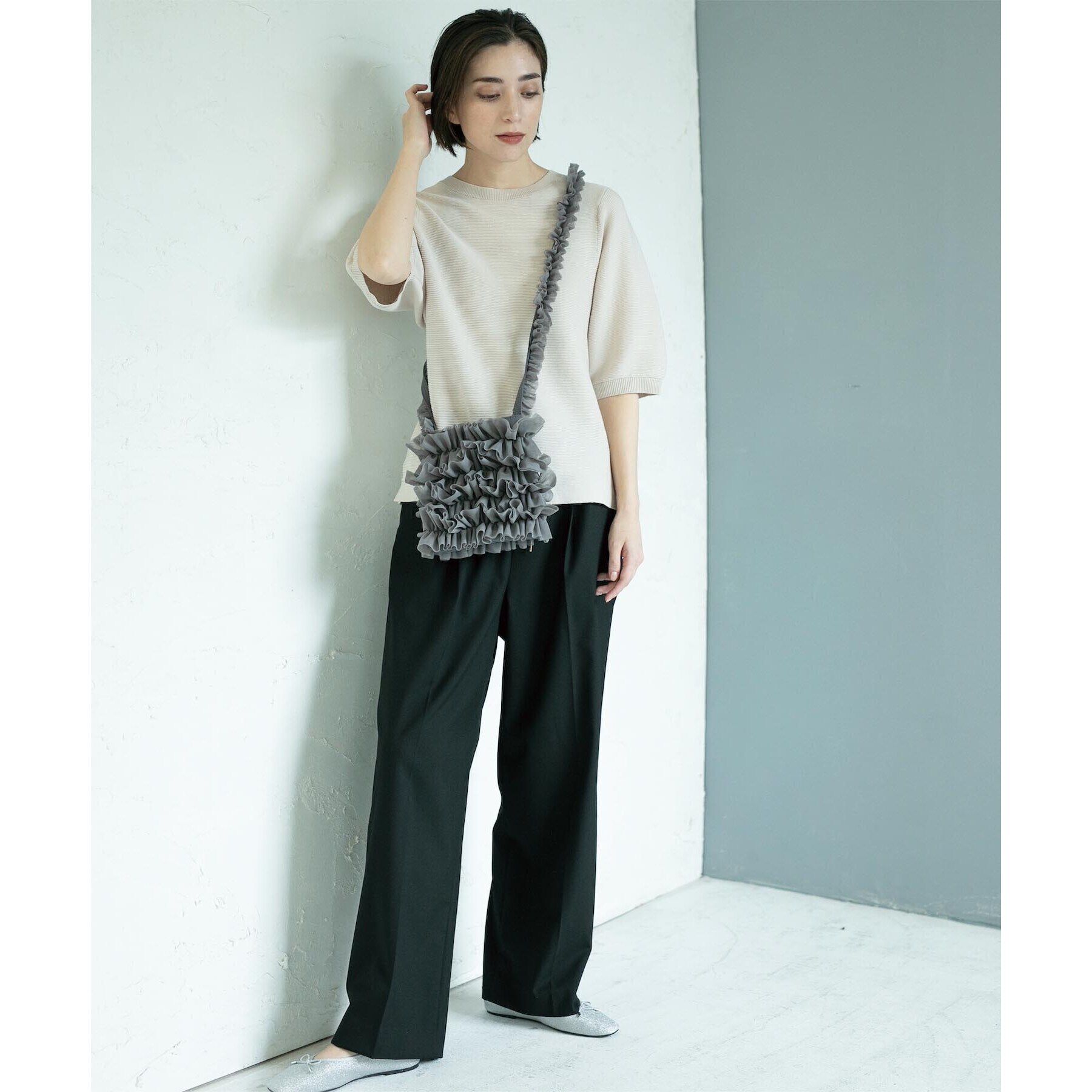 OPAQUE.CLIP「《6color/S-LLsize》ガーターボリュームスリーブニット【洗濯機洗い可/UVケア】」|ニット・セーター|