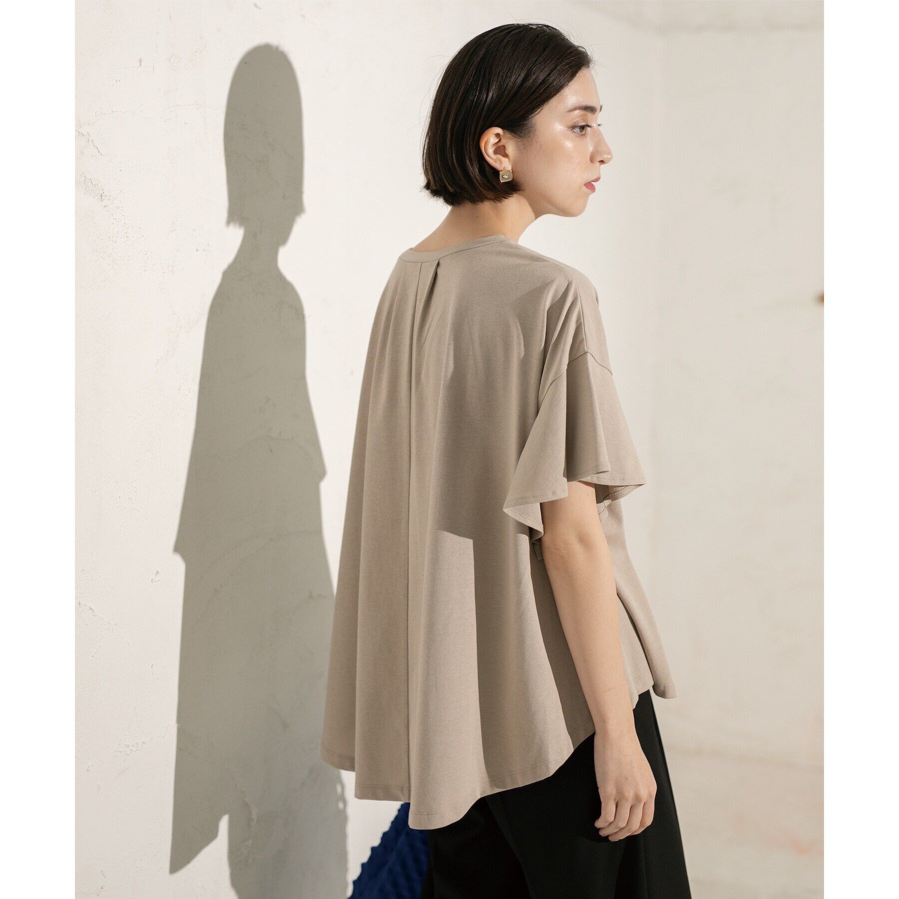 OPAQUE.CLIP「フリルスリーブカットソー【洗濯機洗い可】」|Tシャツ・カットソー|