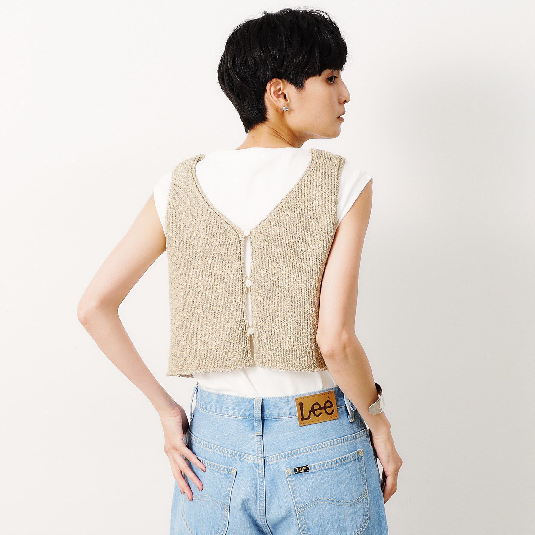 OPAQUE.CLIP「【前後2WAY/ツインセット】ニットビスチェ&times;ノースリーブ【洗濯機洗い可】」|Tシャツ・カットソー|