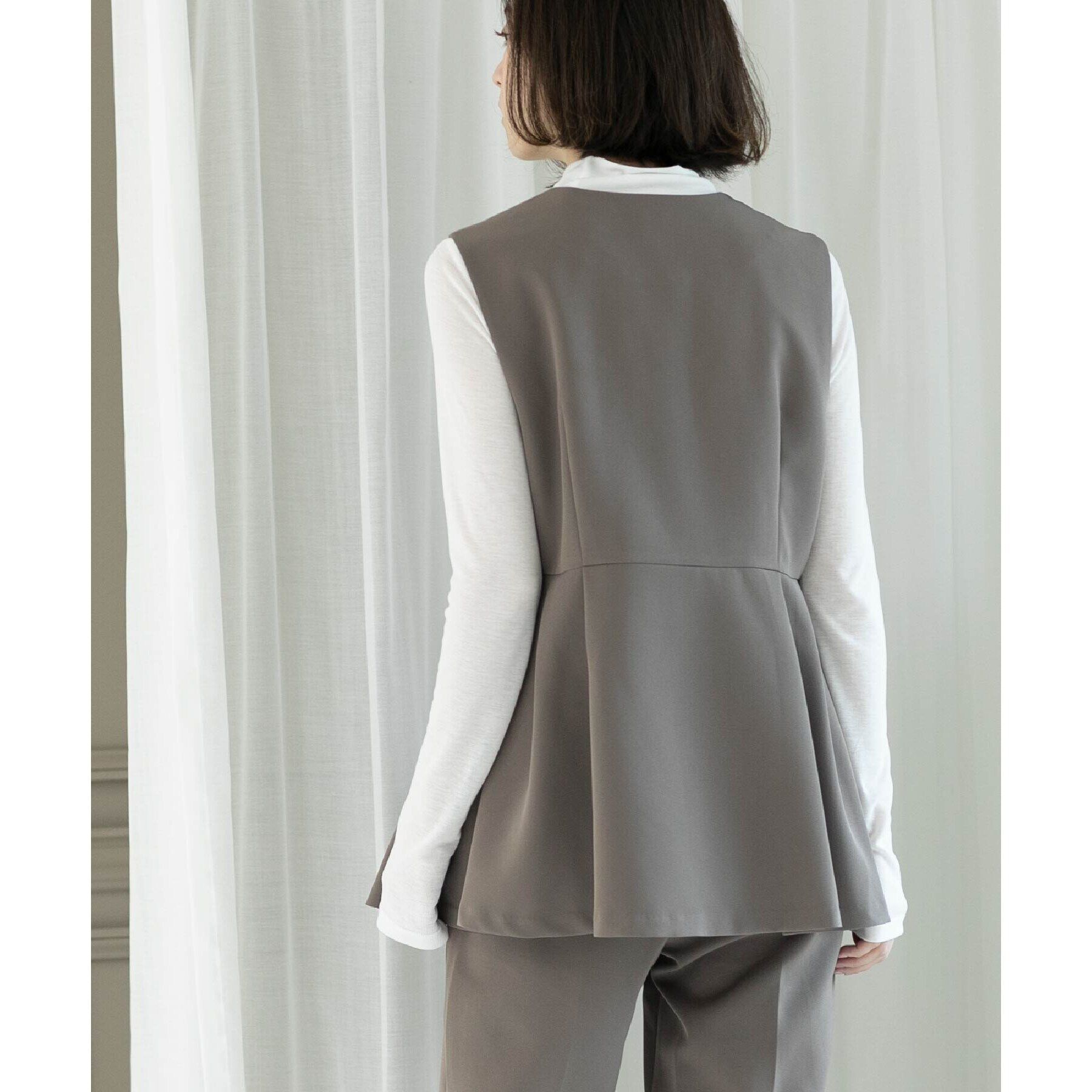 OPAQUE.CLIP「ペプラムジレ／セットアップ対応【洗濯機洗い可】」|ベスト・ジレ|