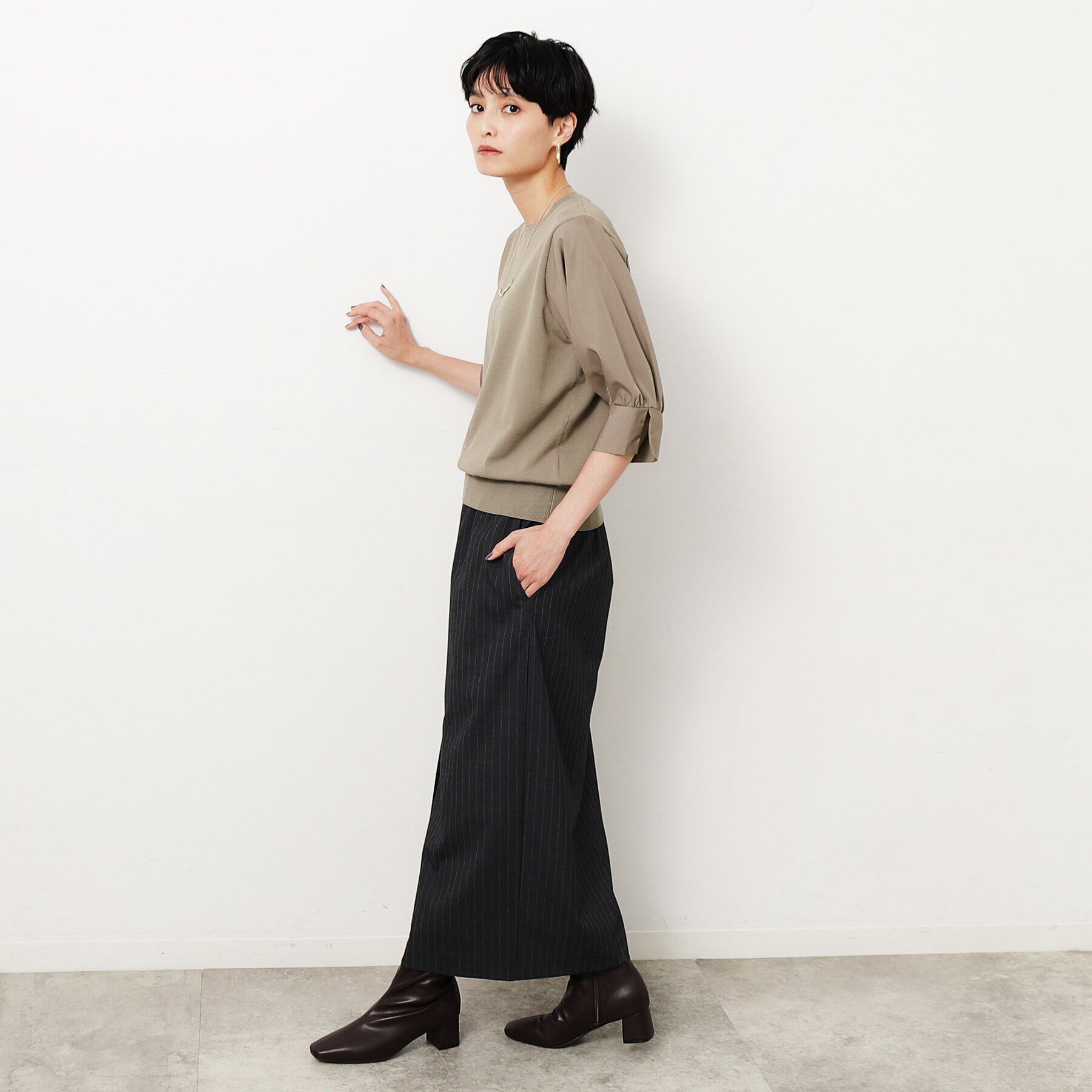 OPAQUE.CLIP「フハクスリーブドッキングニット【洗濯機洗い可/抗ピル】」|ニット・セーター|