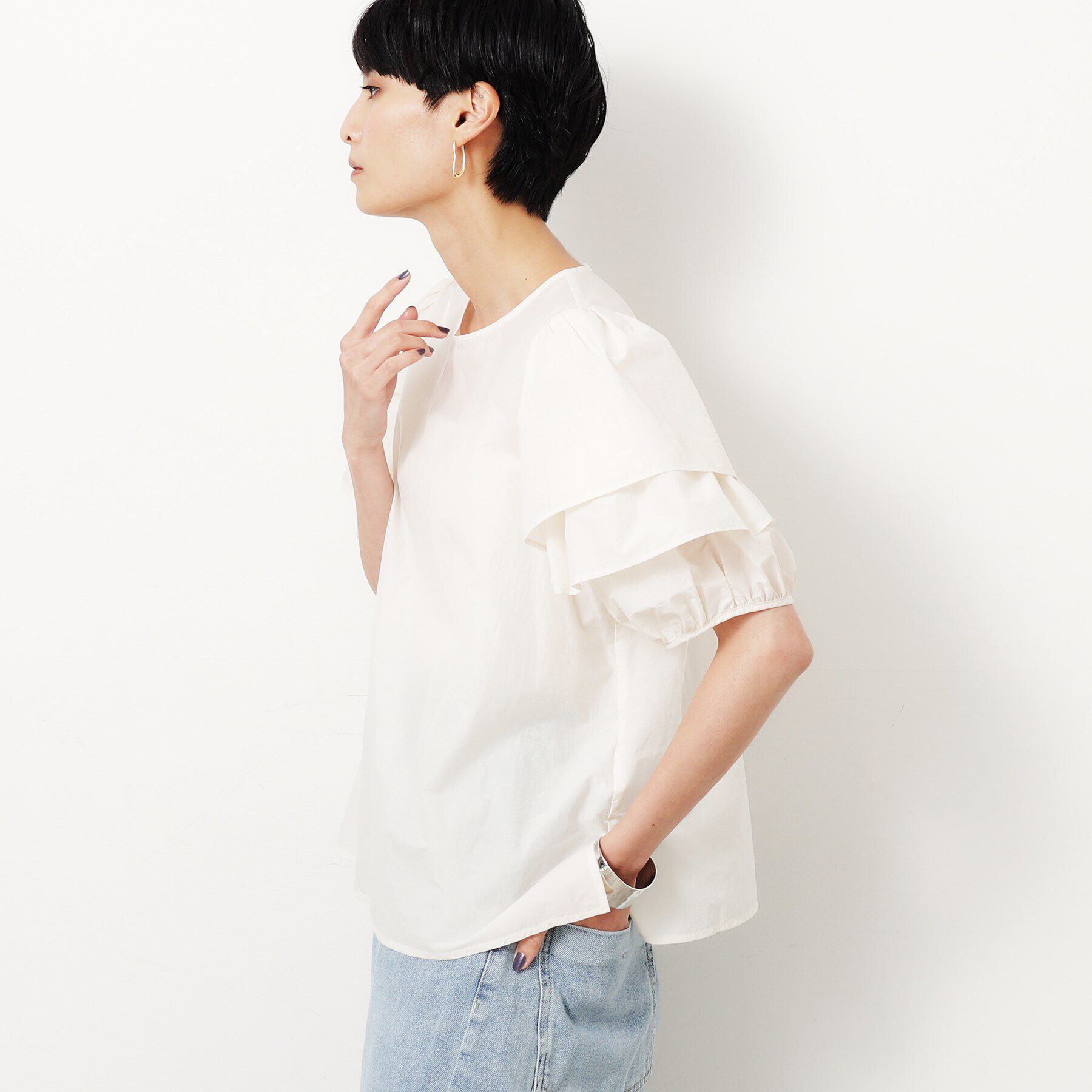 OPAQUE.CLIP「《美人百花掲載》フリル重ねスリーブブラウス【洗濯機洗い可】」|シャツ・ブラウス|