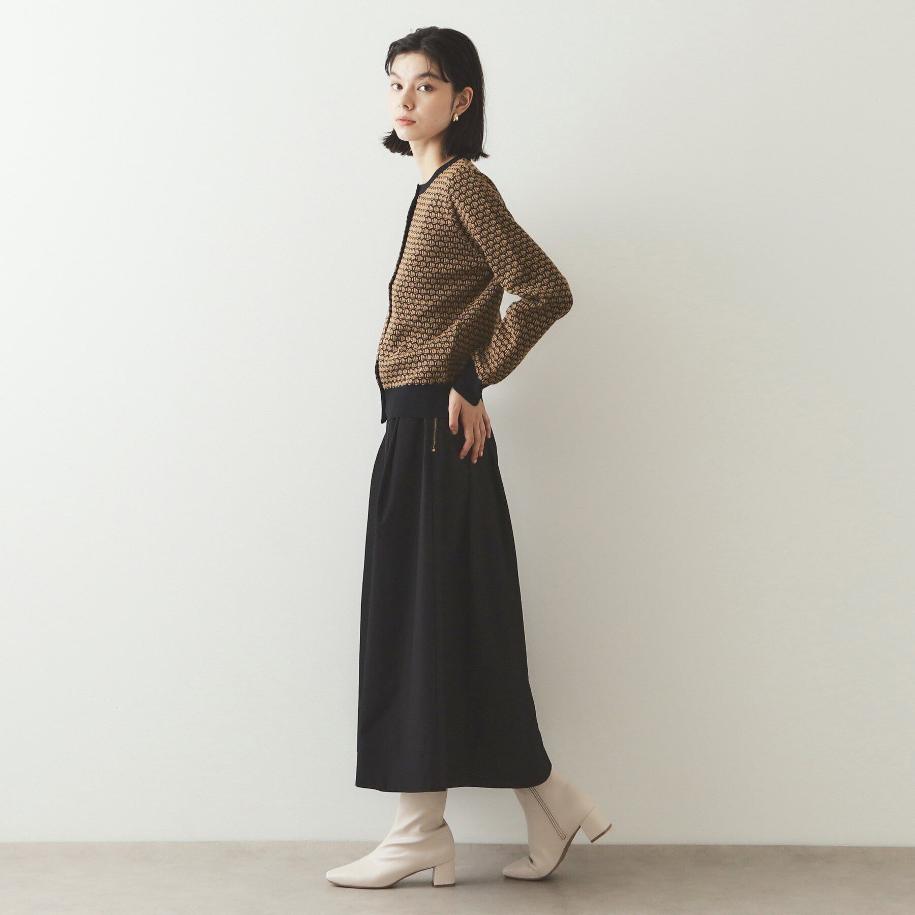 OPAQUE.CLIP「幾何学柄ジャカード ニットカーディガン【洗濯機洗い可/抗ピル】」|カーディガン|