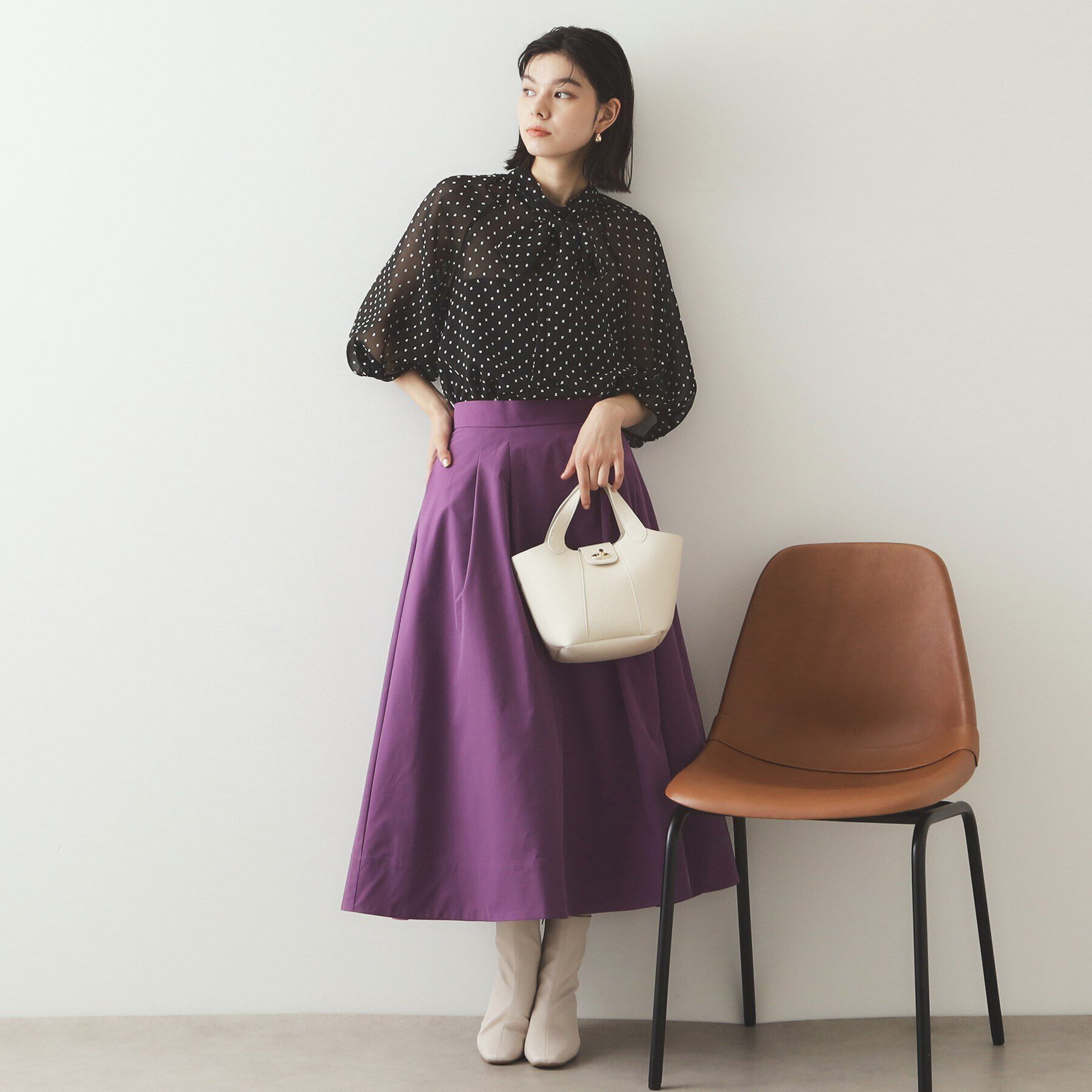 OPAQUE.CLIP「ドッドシアーボウタイブラウス【洗濯機洗い可】」|シャツ・ブラウス|