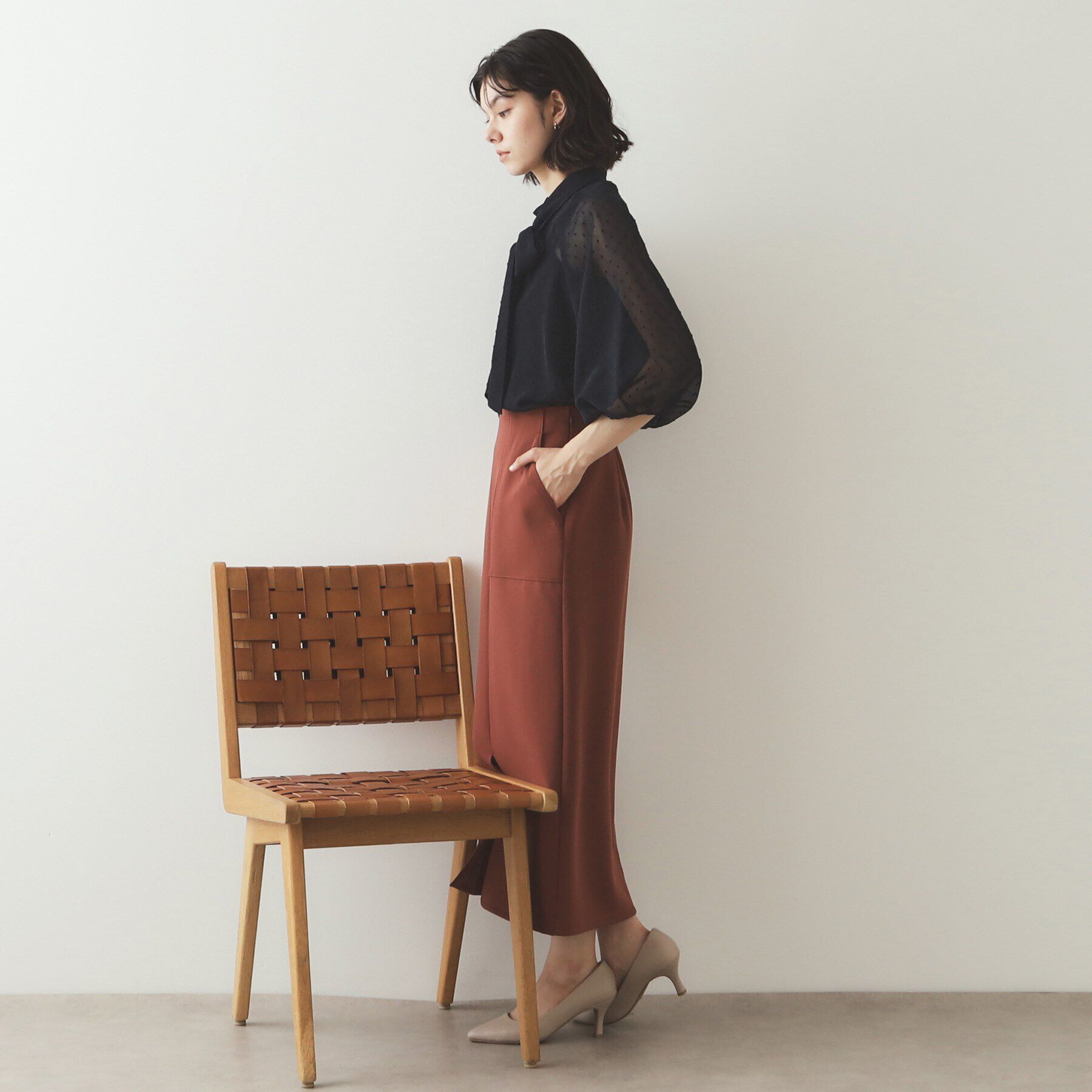 OPAQUE.CLIP「ドッドシアーボウタイブラウス【洗濯機洗い可】」|シャツ・ブラウス|