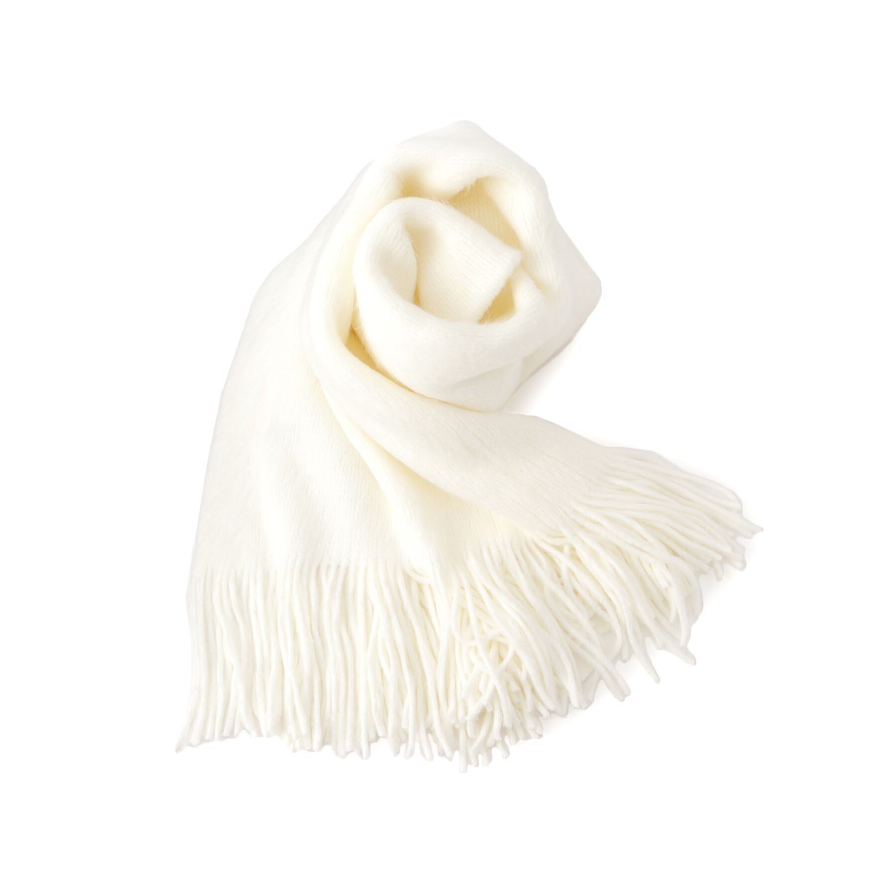 OPAQUE.CLIP「ラッセル織りシャギーフリンジマフラー」|ストール|オフホワイト(003