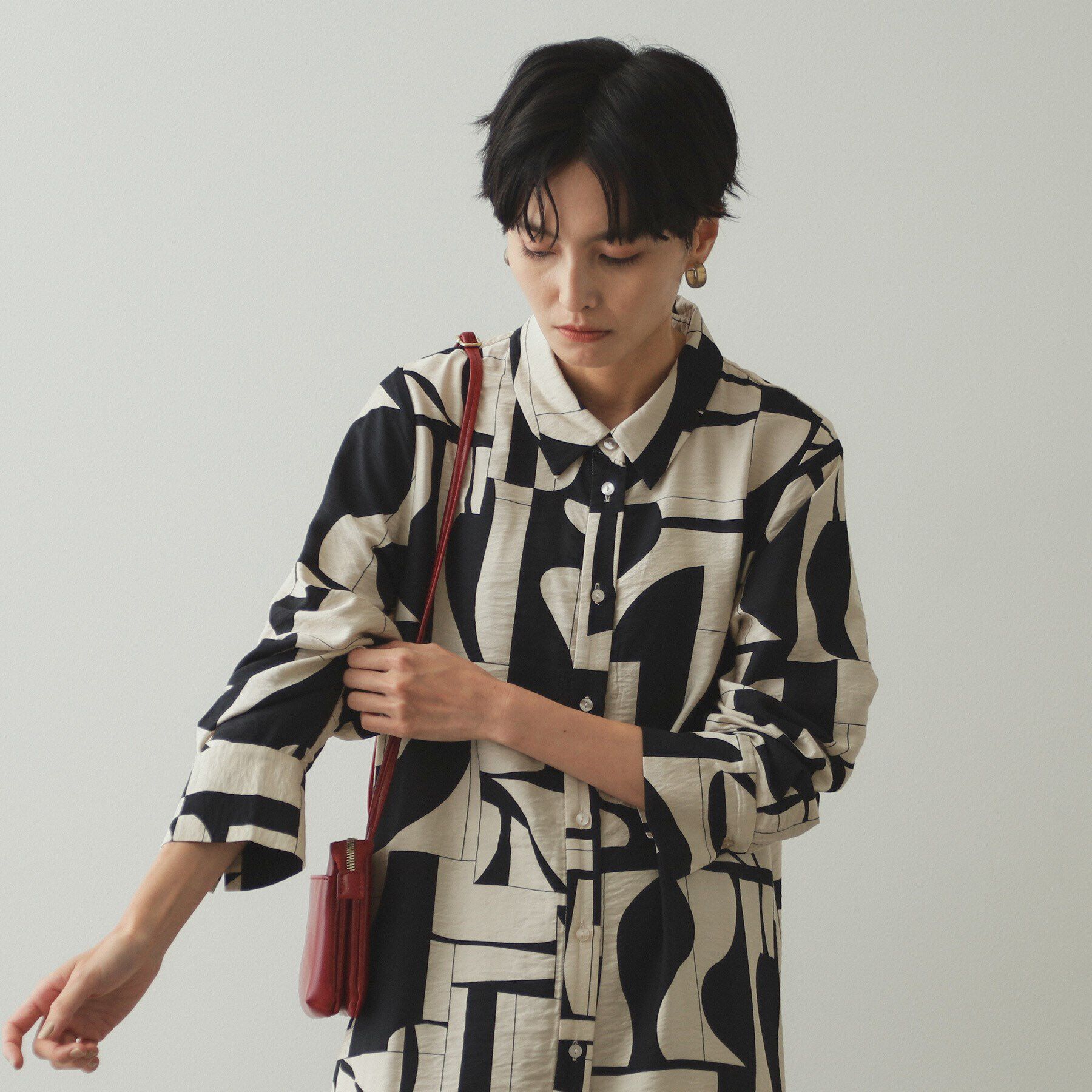 OPAQUE.CLIP「ジオメトリック/レオパードプリントワンピース」|ワンピース|ベージュ(152)