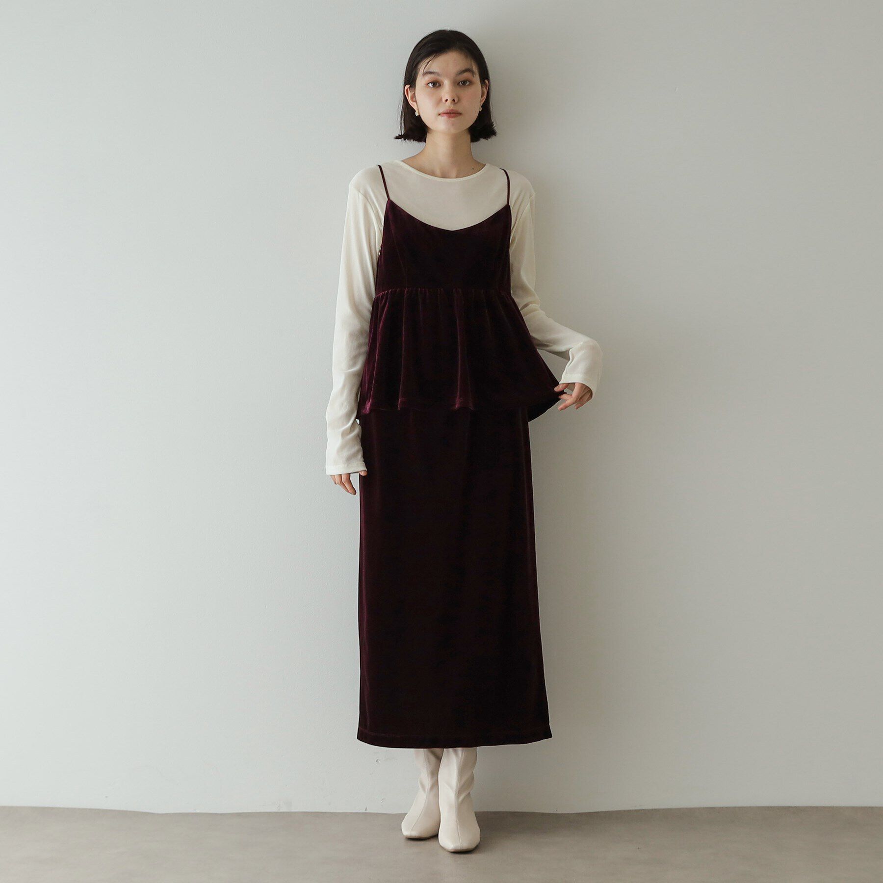 OPAQUE.CLIP「《美人百花掲載》ベロアキャミブラウス/セットアップ対応【洗濯機洗い可】」|キャミソール|