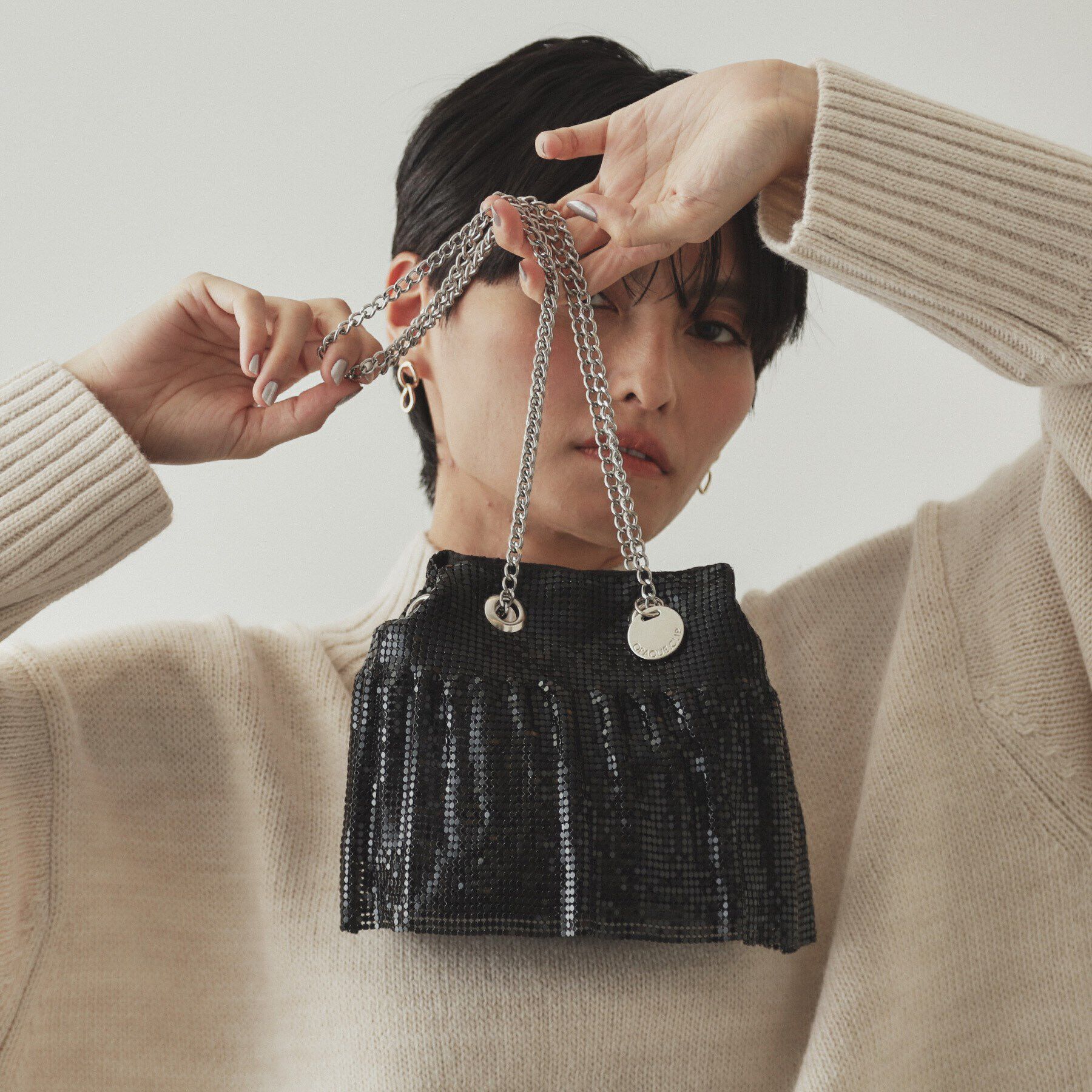 OPAQUE.CLIP「【2WAY】メタルメッシュフリルミニショルダーバッグ」|ショルダー・メッセンジャー|