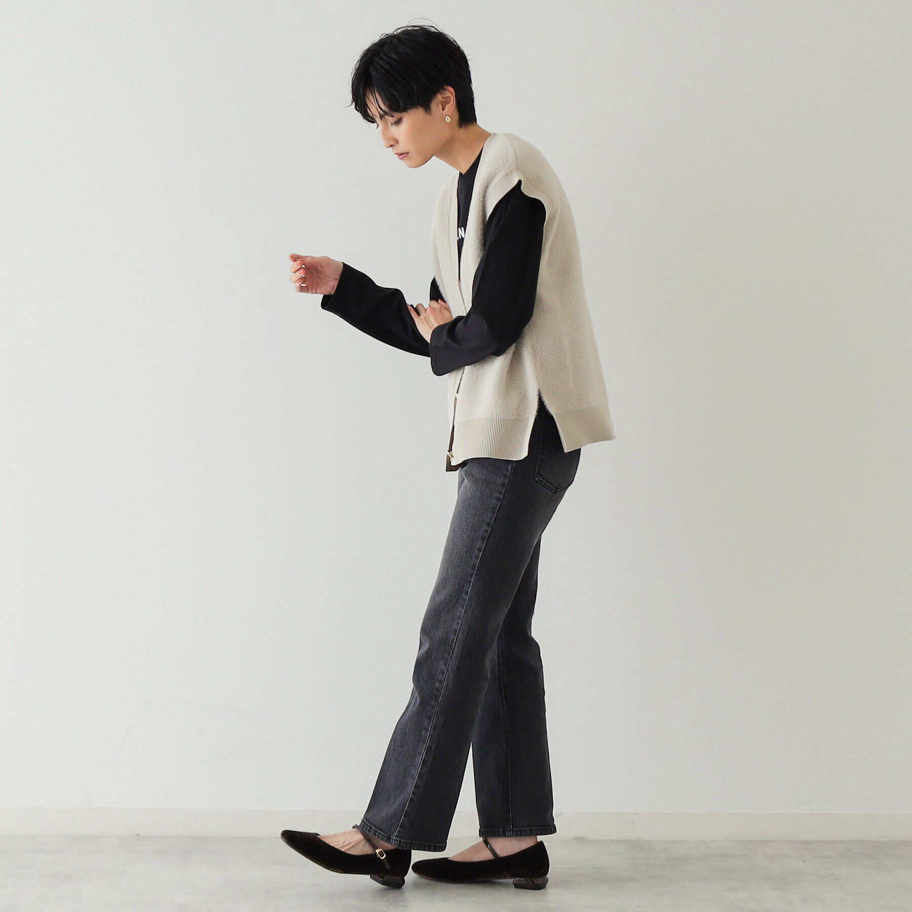 OPAQUE.CLIP「フェザーヤーンVネックベスト【洗濯機洗い可】」|ベスト・ジレ|