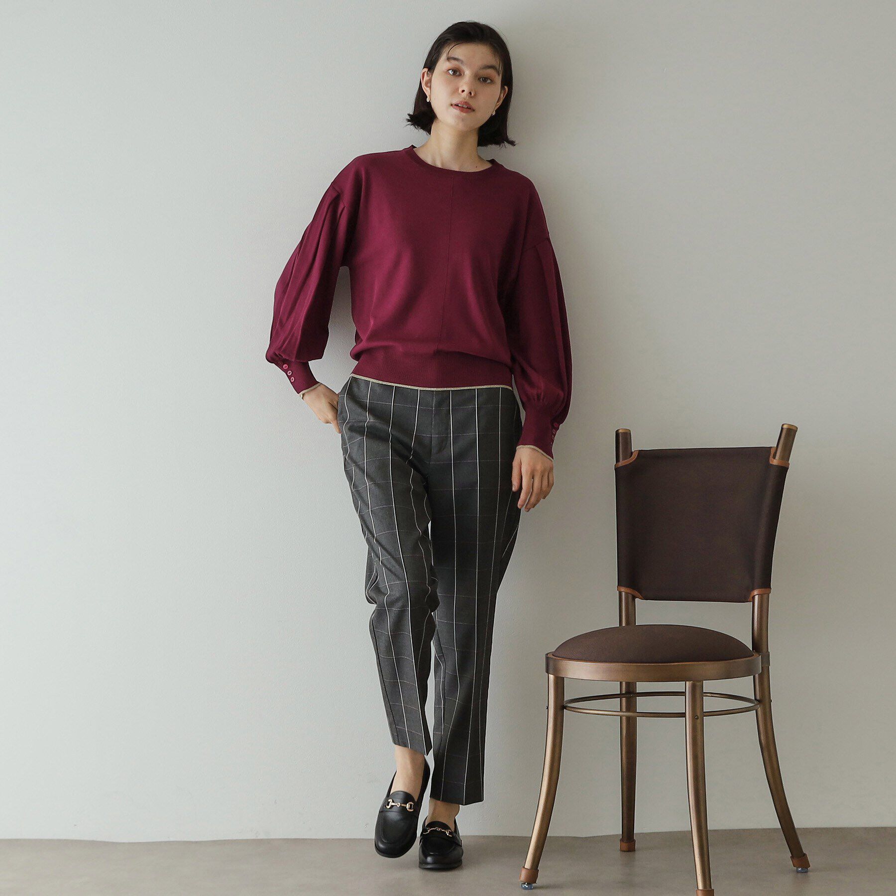 OPAQUE.CLIP「タックデザインスリーブニット【洗濯機洗い可/抗ピル】」|ニット・セーター|