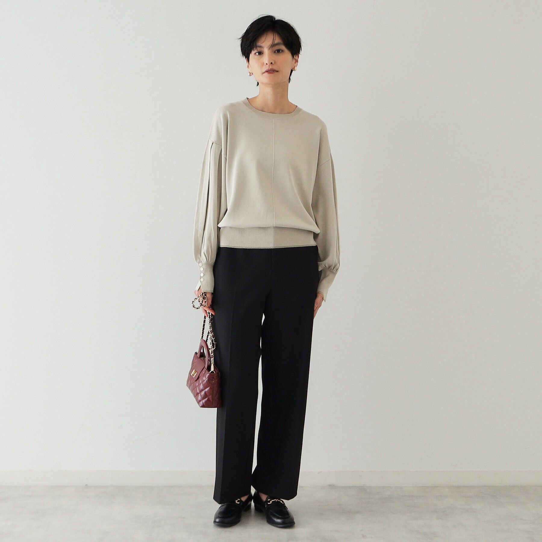 OPAQUE.CLIP「タックデザインスリーブニット【洗濯機洗い可/抗ピル】」|ニット・セーター|