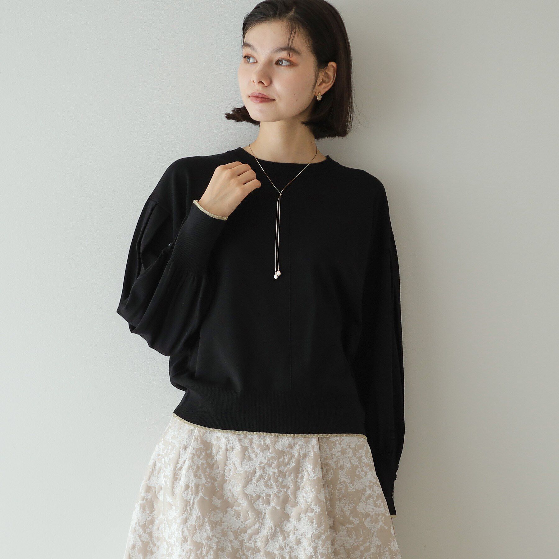 OPAQUE.CLIP「タックデザインスリーブニット【洗濯機洗い可/抗ピル】」|ニット・セーター|