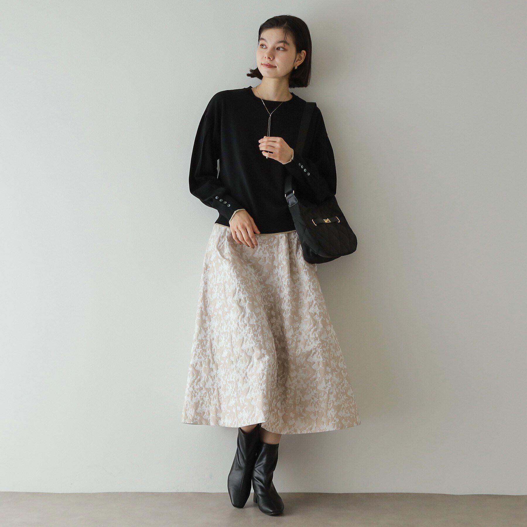 OPAQUE.CLIP「タックデザインスリーブニット【洗濯機洗い可/抗ピル】」|ニット・セーター|