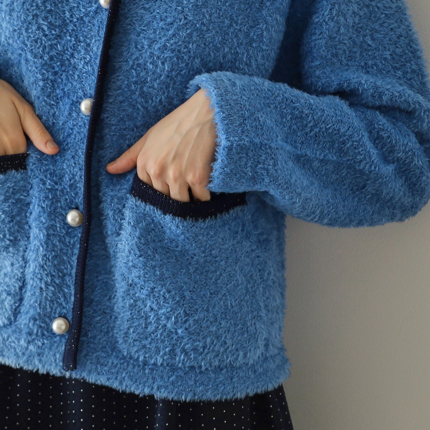 OPAQUE.CLIP「《美人百花掲載》ブークレ配色ニットカーディガン【洗濯機洗い可】」|カーディガン|