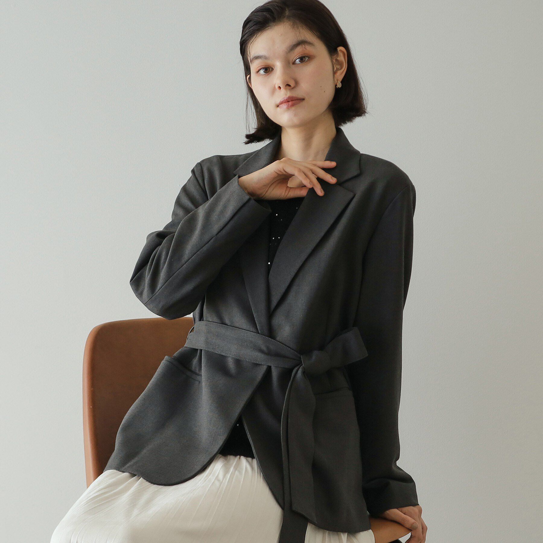 OPAQUE.CLIP「ウエストベルト テーラードジャケット【洗濯機洗い可】」|テーラードジャケット|