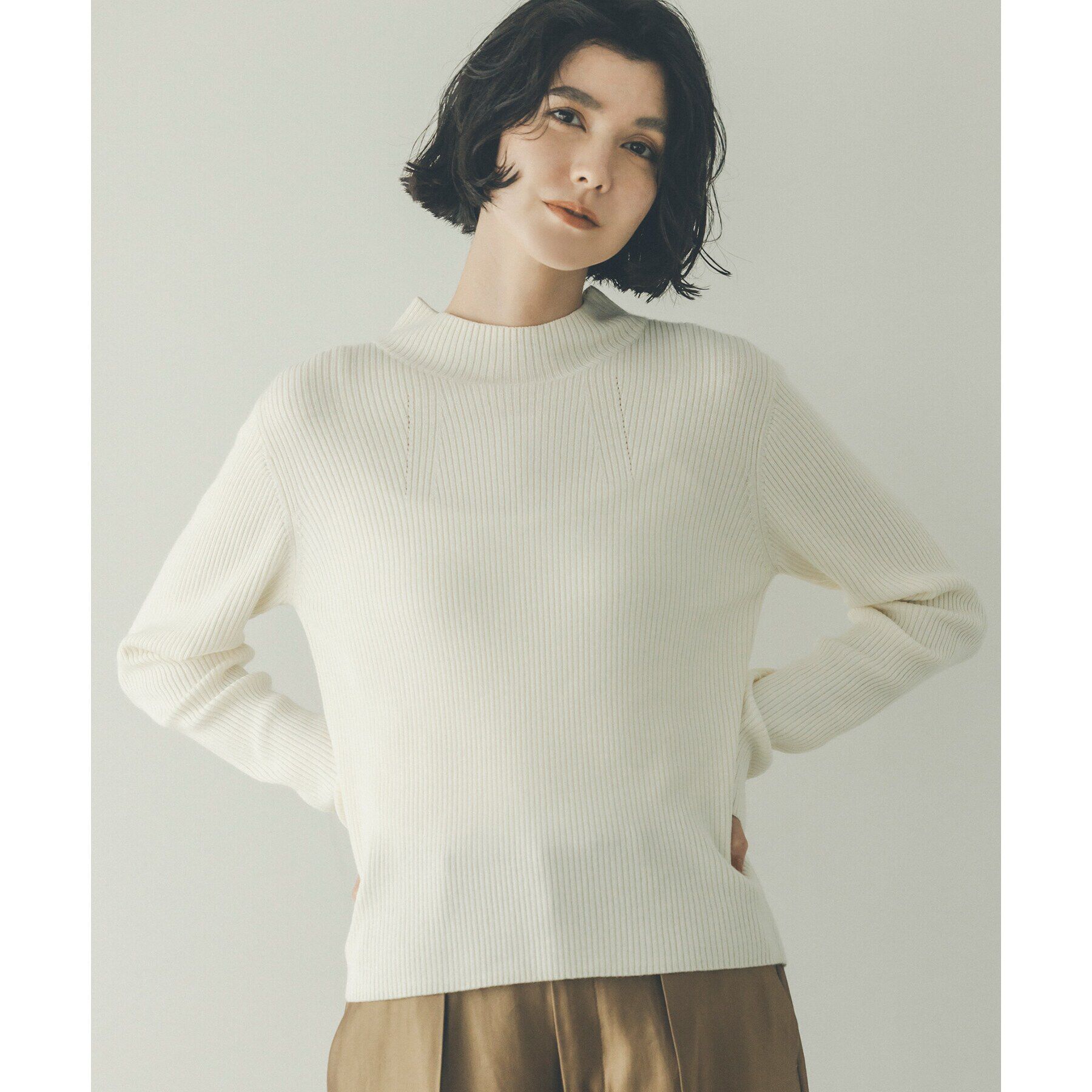 OPAQUE.CLIP「ハイネックリブニット／FILIVIVI・フィルビビ【洗濯機洗い可】」|ニット・セーター|