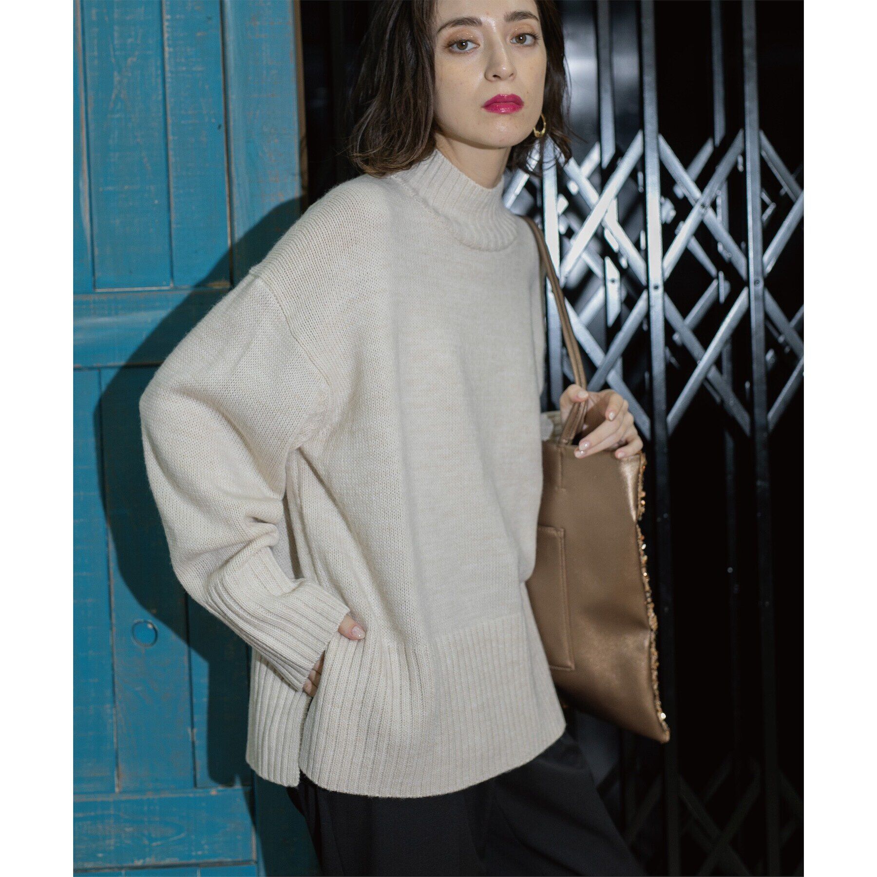 OPAQUE.CLIP「《10color/S-LLsize》ハイネックミドルゲージニット【洗濯機洗い可】」|ニット・セーター|