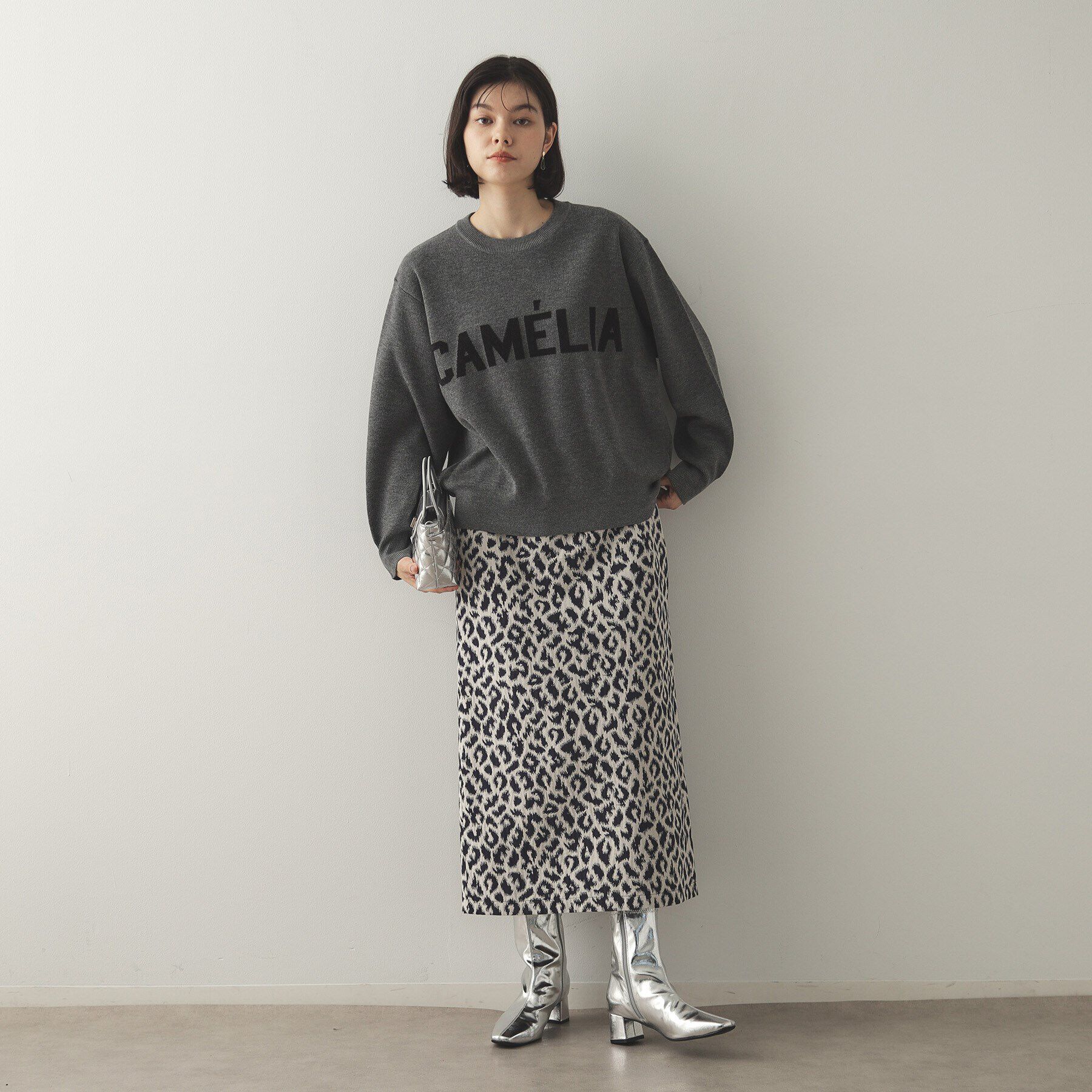 OPAQUE.CLIP「モールロゴジャカードニット【洗える】」|ニット・セーター|