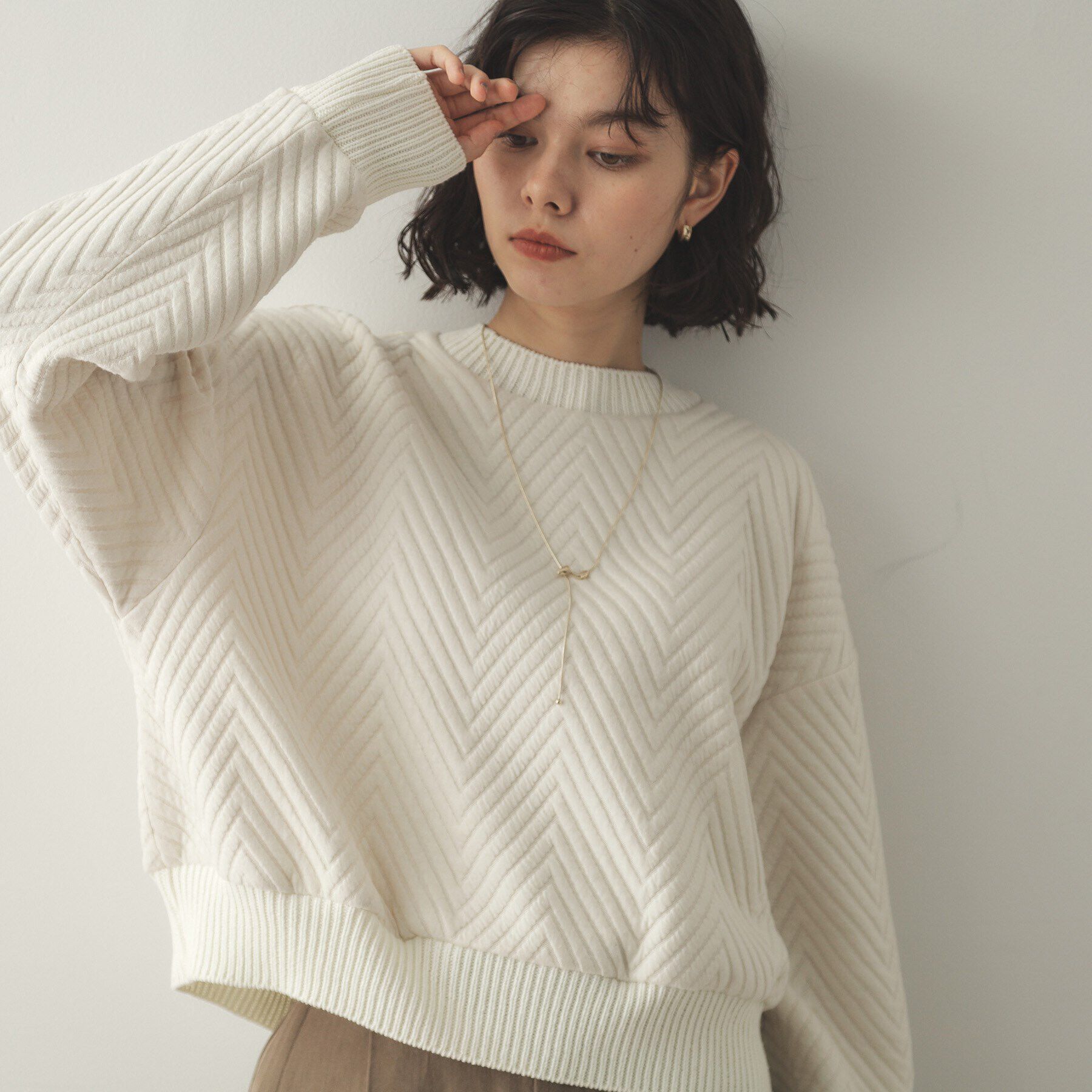 OPAQUE.CLIP「キルティングジャカードトップス/セットアップ対応【洗濯機洗い可】」|Tシャツ・カットソー|