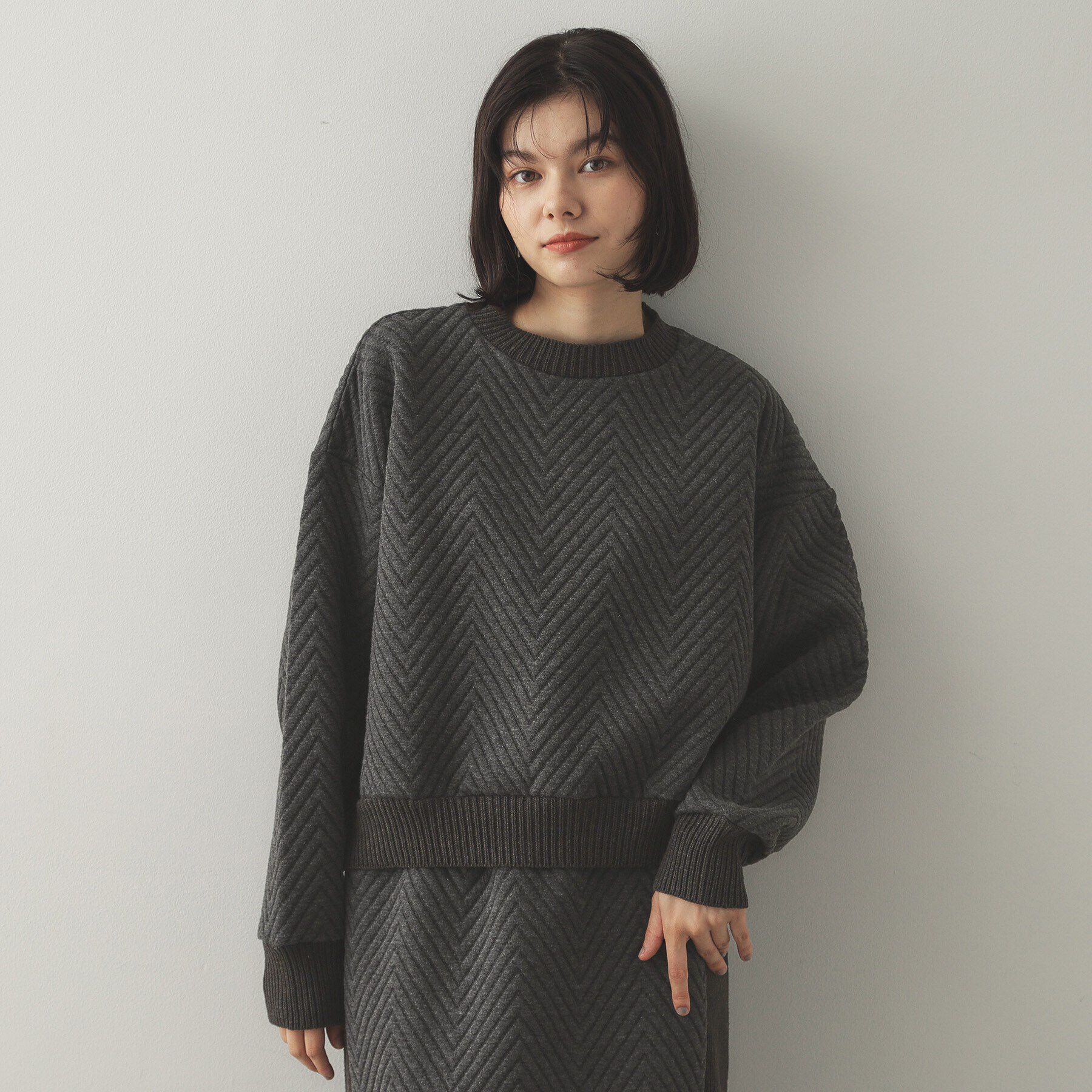 OPAQUE.CLIP「キルティングジャカードトップス/セットアップ対応【洗濯機洗い可】」|Tシャツ・カットソー|