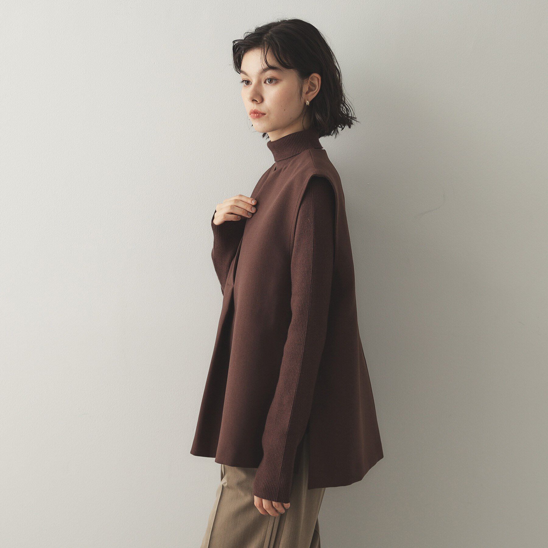 OPAQUE.CLIP「《ツインセット》スキッパーベスト&times;リブタートルニット【洗濯機洗い可】」|その他|