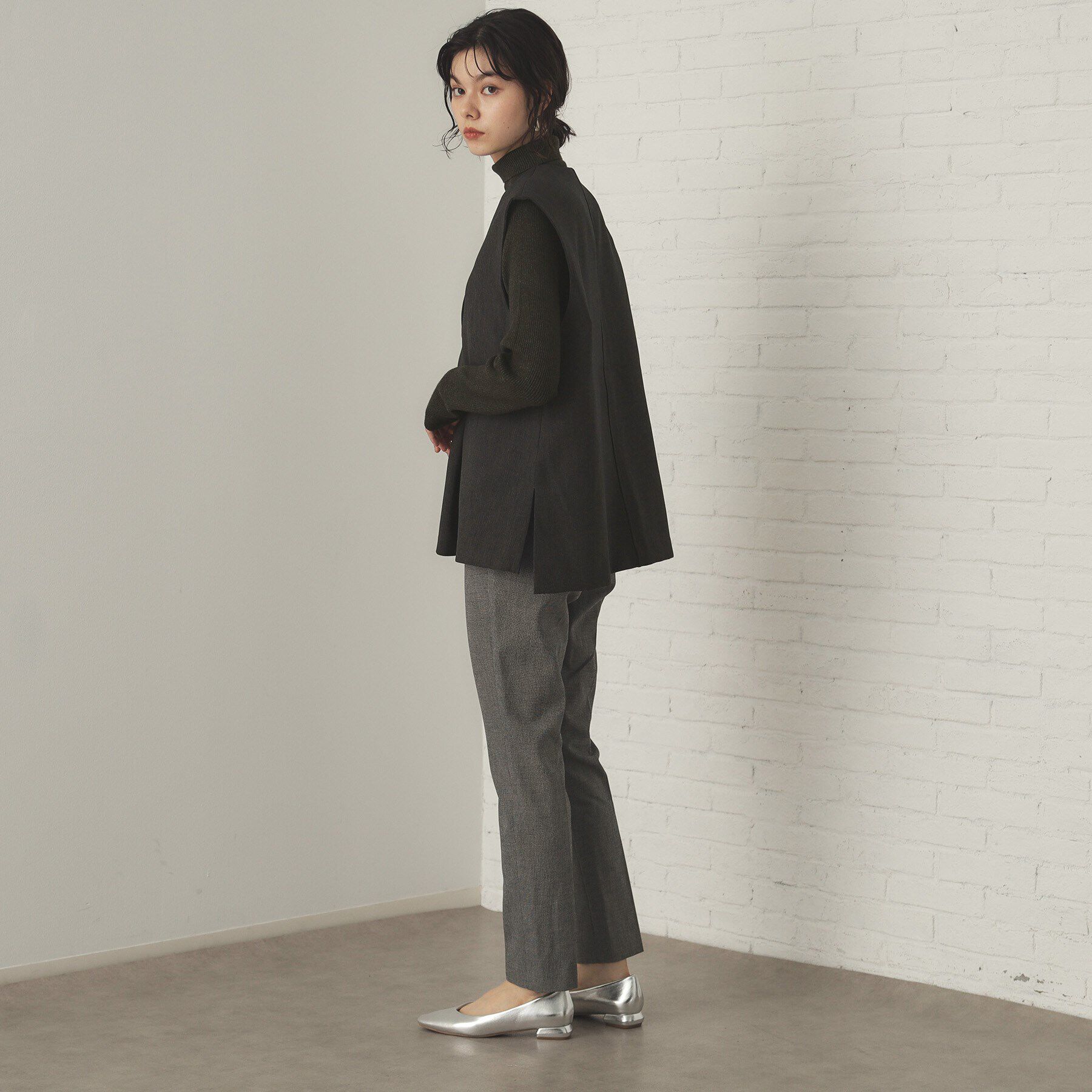 OPAQUE.CLIP「《ツインセット》スキッパーベスト&times;リブタートルニット【洗濯機洗い可】」|その他|