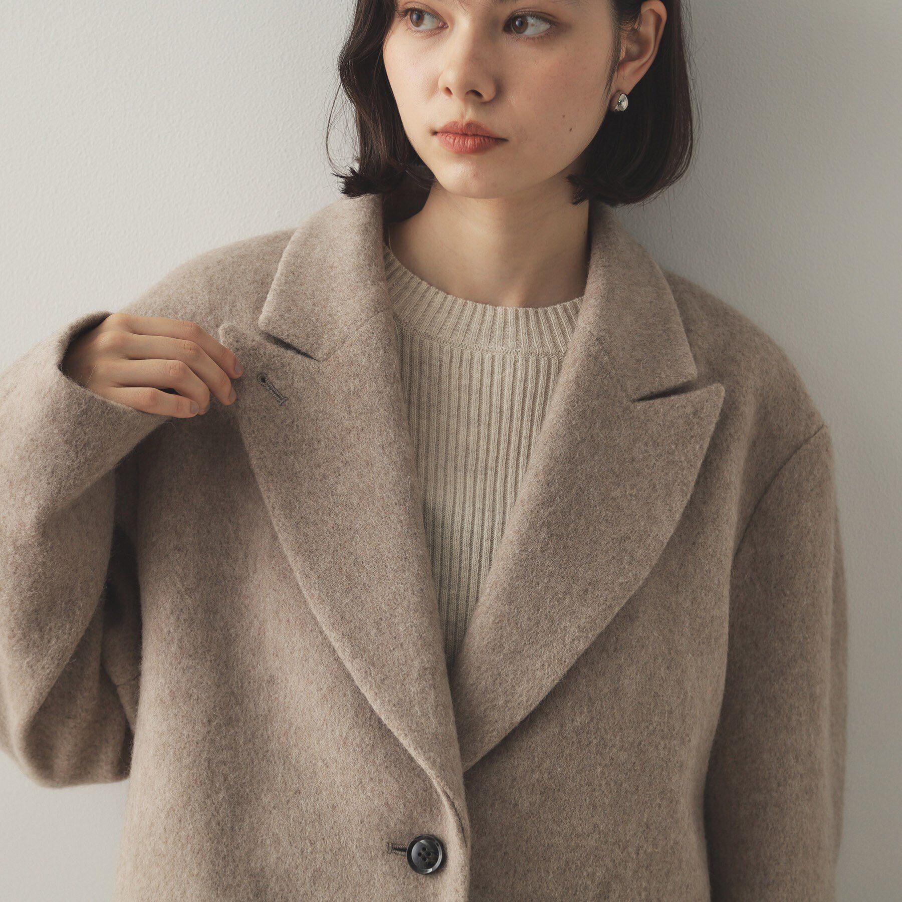 OPAQUE.CLIP「《Oggi掲載》シャギーウール混 テーラードコート」|チェスターコート|