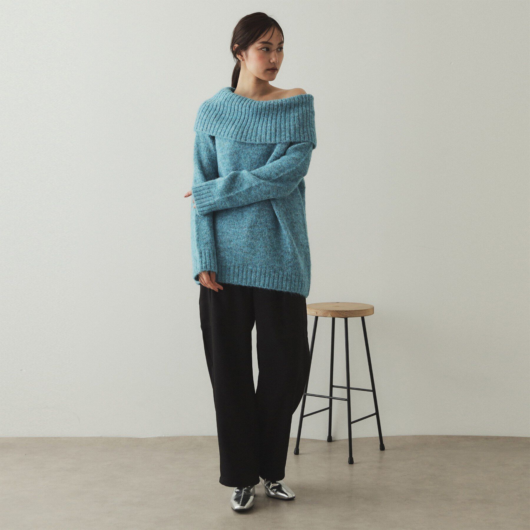 OPAQUE.CLIP「MIXオフショルダーニット【洗濯機洗い可】」|ニット・セーター|