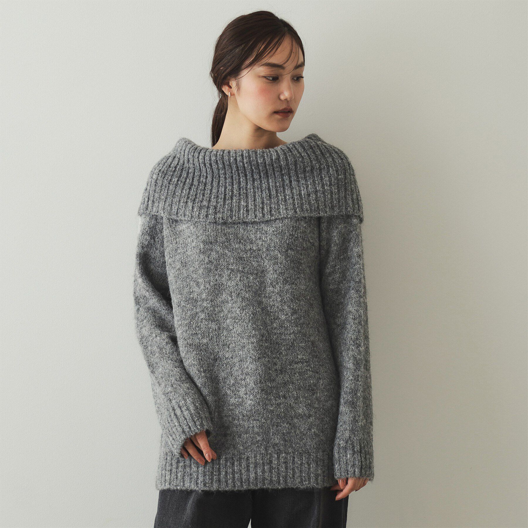 OPAQUE.CLIP「MIXオフショルダーニット【洗濯機洗い可】」|ニット・セーター|