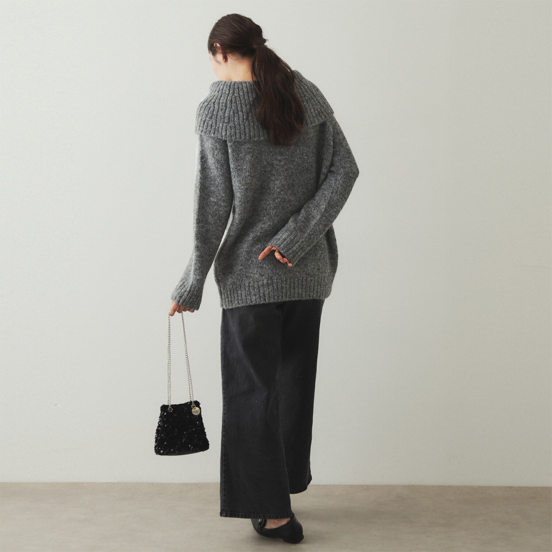 OPAQUE.CLIP「MIXオフショルダーニット【洗濯機洗い可】」|ニット・セーター|