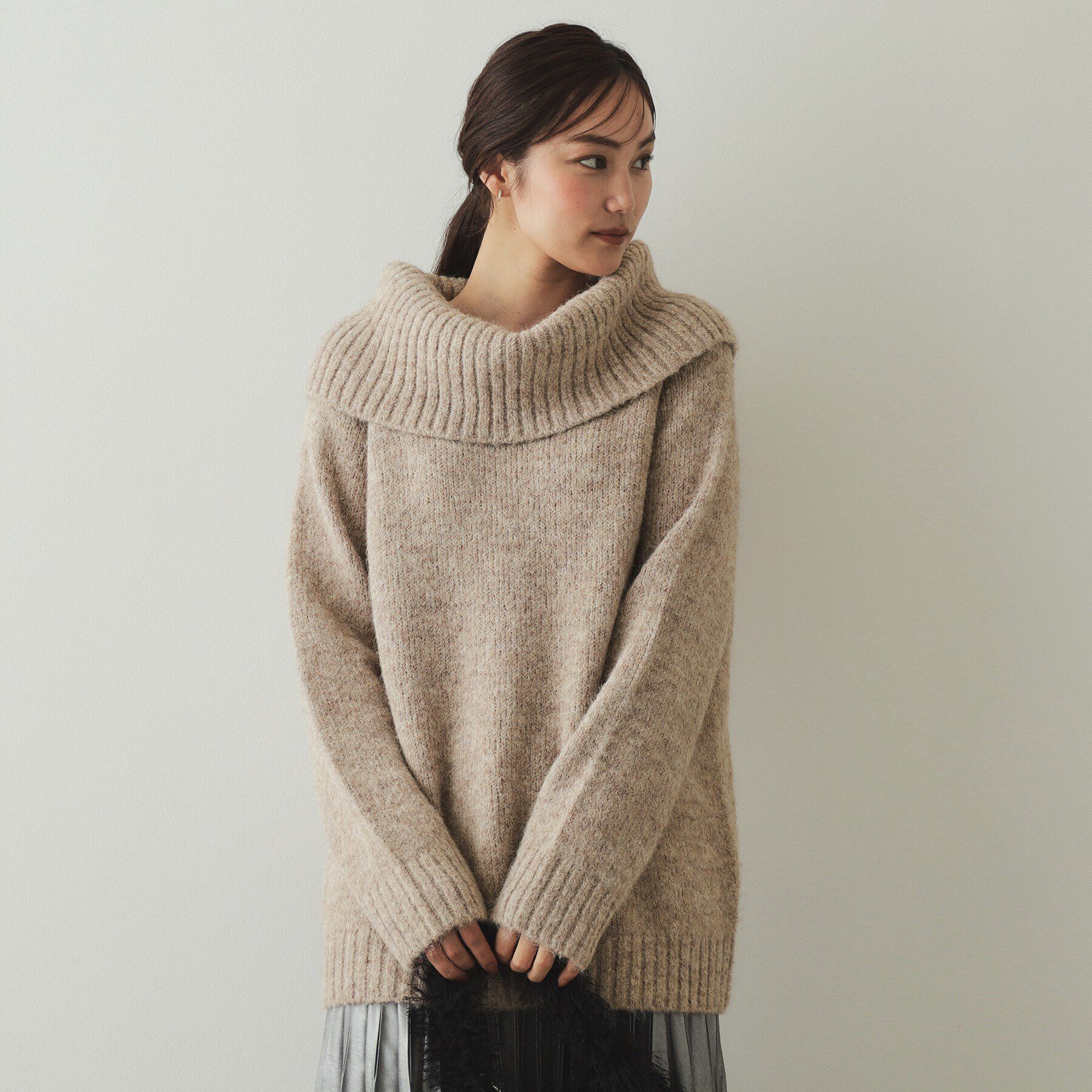 OPAQUE.CLIP「MIXオフショルダーニット【洗濯機洗い可】」|ニット・セーター|