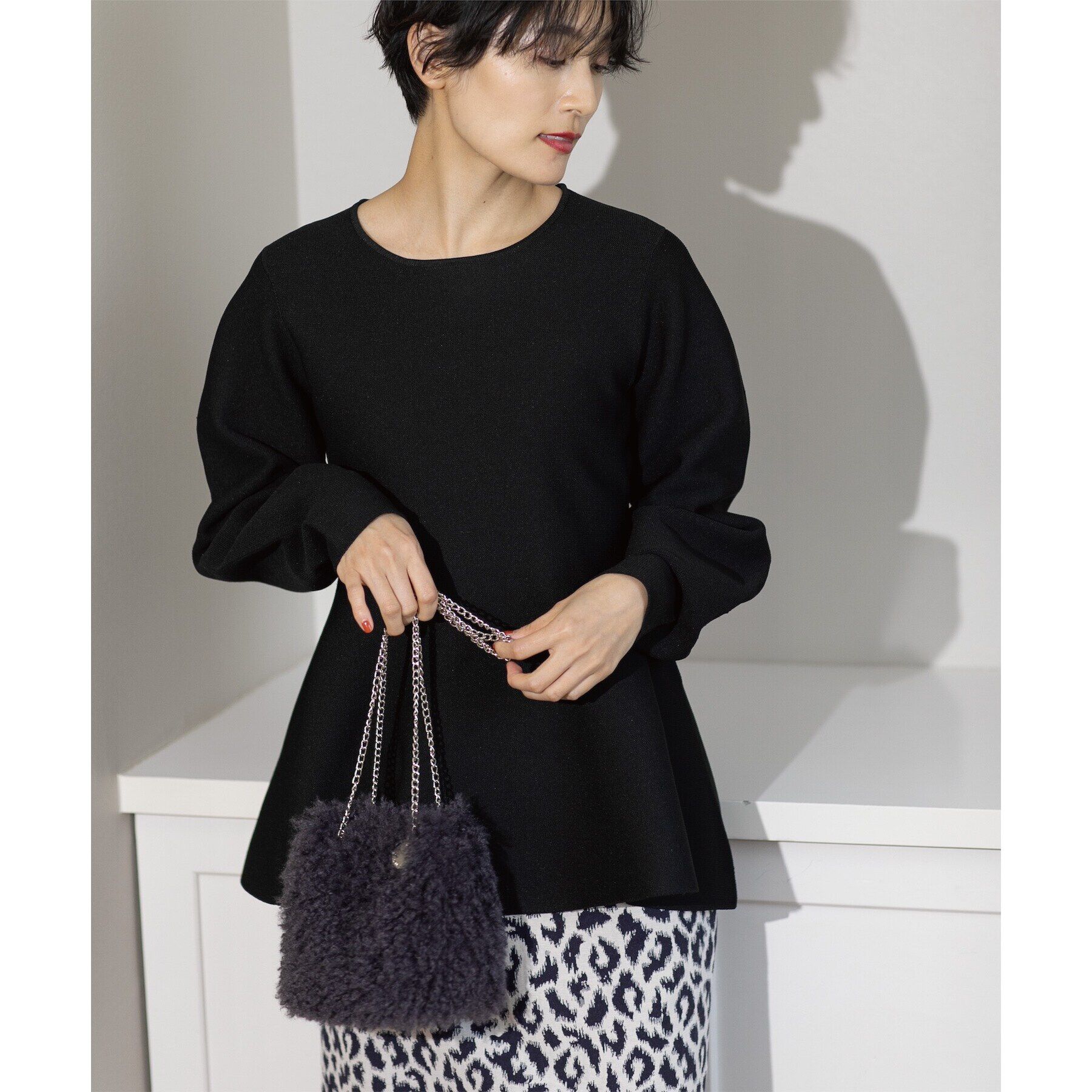 OPAQUE.CLIP「《5color》シームレスペプラムニット【洗濯機洗い可】」|ニット・セーター|