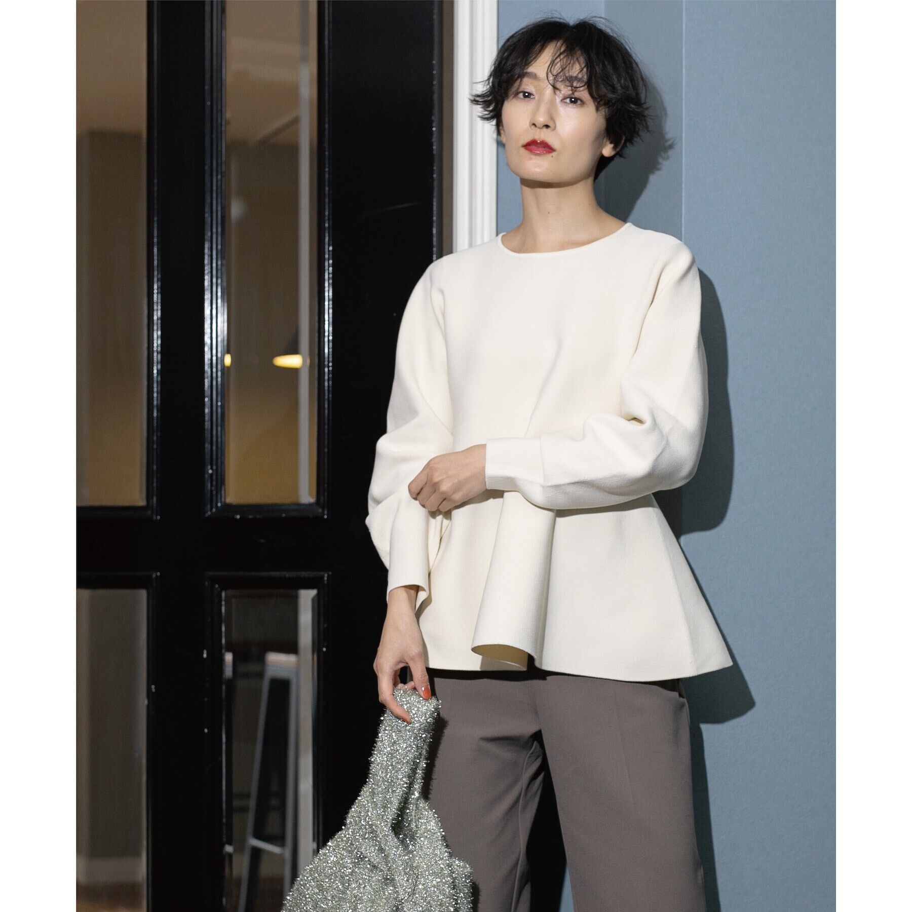 OPAQUE.CLIP「《5color》シームレスペプラムニット【洗濯機洗い可】」|ニット・セーター|