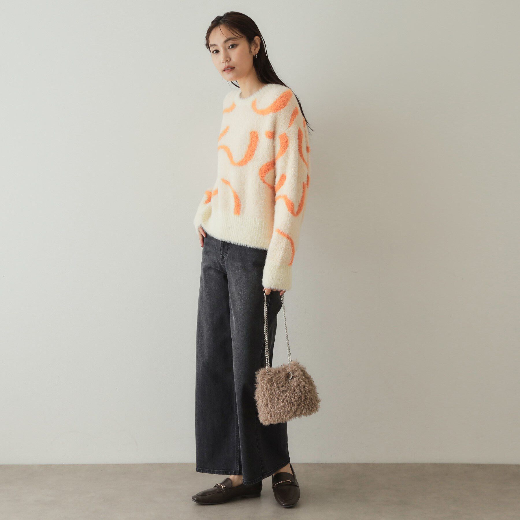 OPAQUE.CLIP「アート柄ジャカードニット【洗濯機洗い可/抗ピル】」|ニット・セーター|