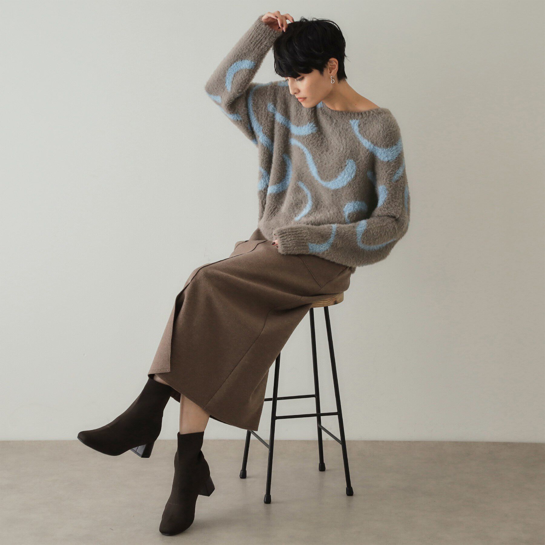 OPAQUE.CLIP「アート柄ジャカードニット【洗濯機洗い可/抗ピル】」|ニット・セーター|