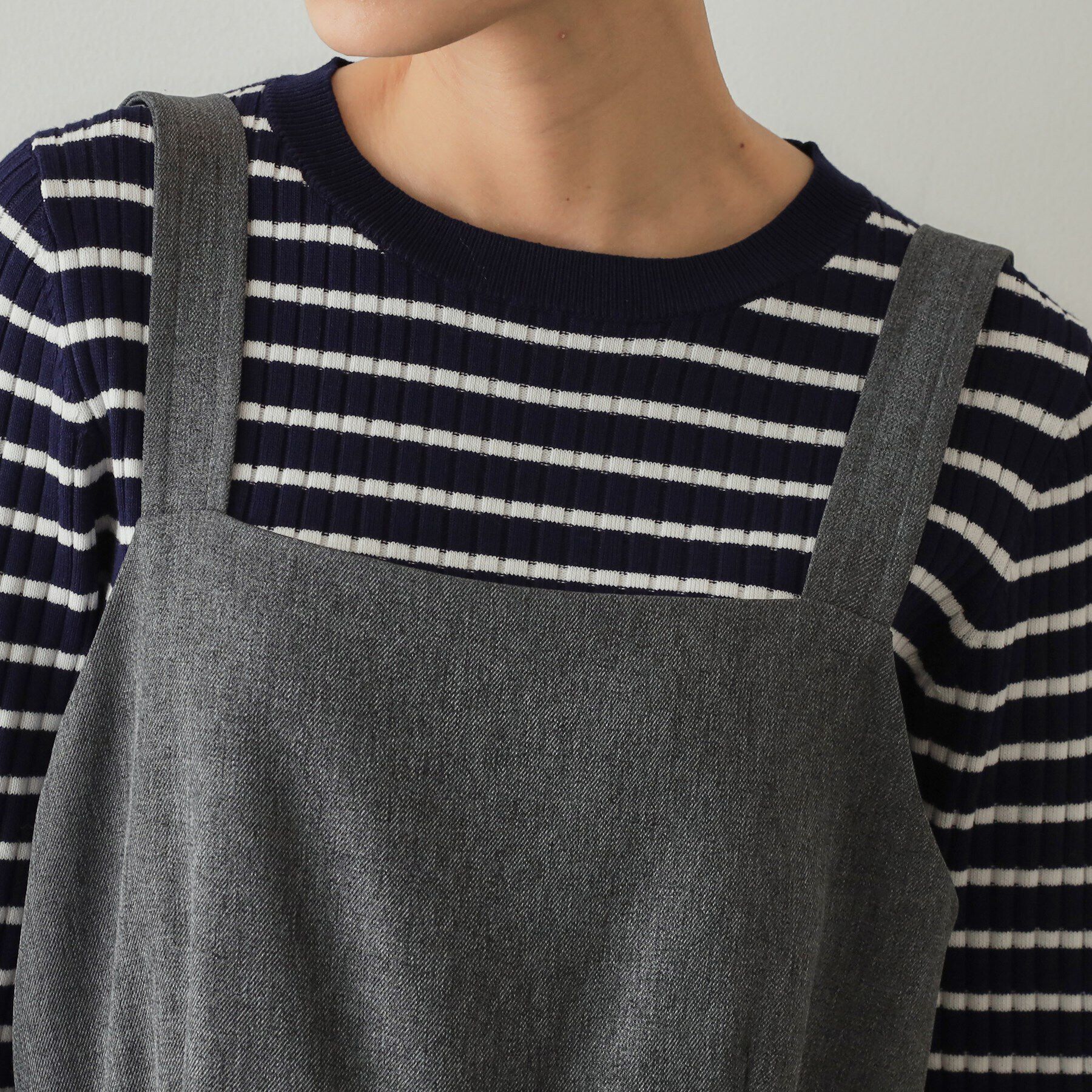 OPAQUE.CLIP「ウールライク ベルト付サロペット【洗濯機洗い可】」|オールインワン|