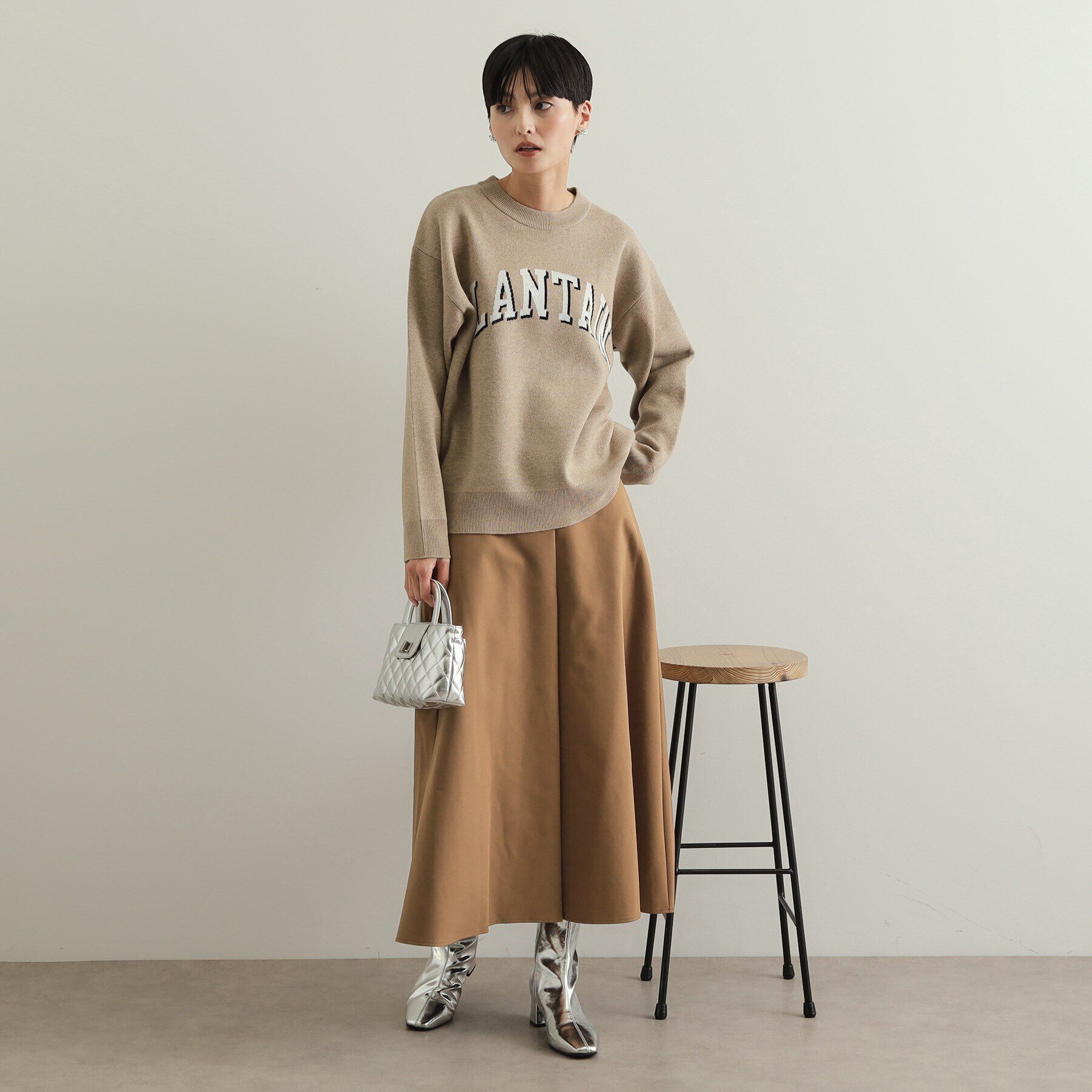 OPAQUE.CLIP「カレッジ風ロゴジャカードニット【洗濯機洗い可】」|ニット・セーター|