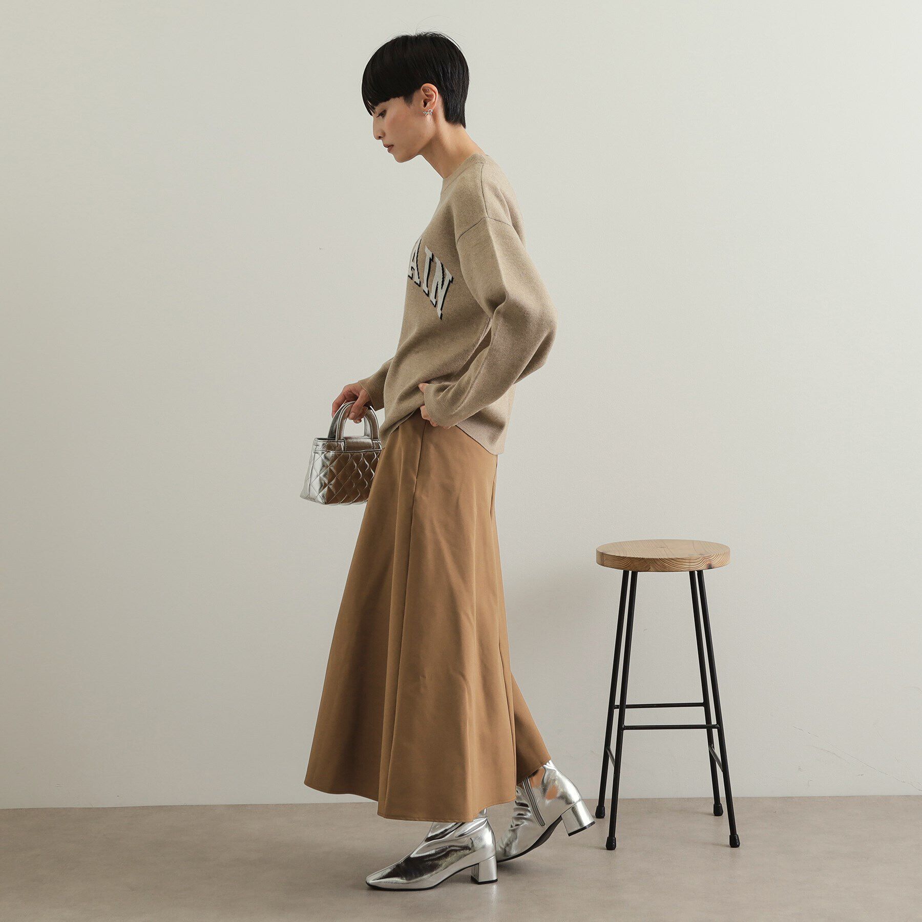 OPAQUE.CLIP「カレッジ風ロゴジャカードニット【洗濯機洗い可】」|ニット・セーター|