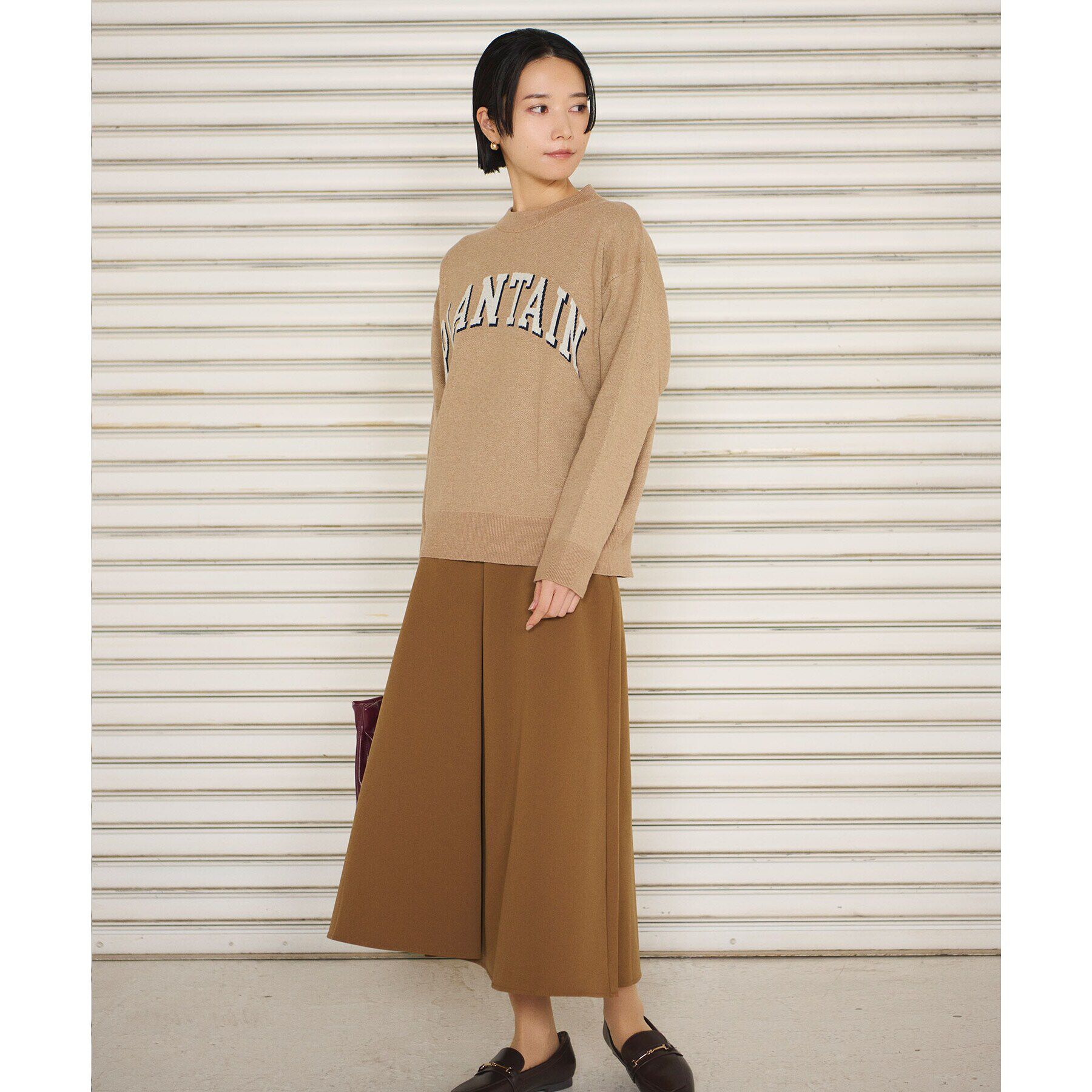 OPAQUE.CLIP「カレッジ風ロゴジャカードニット【洗濯機洗い可】」|ニット・セーター|