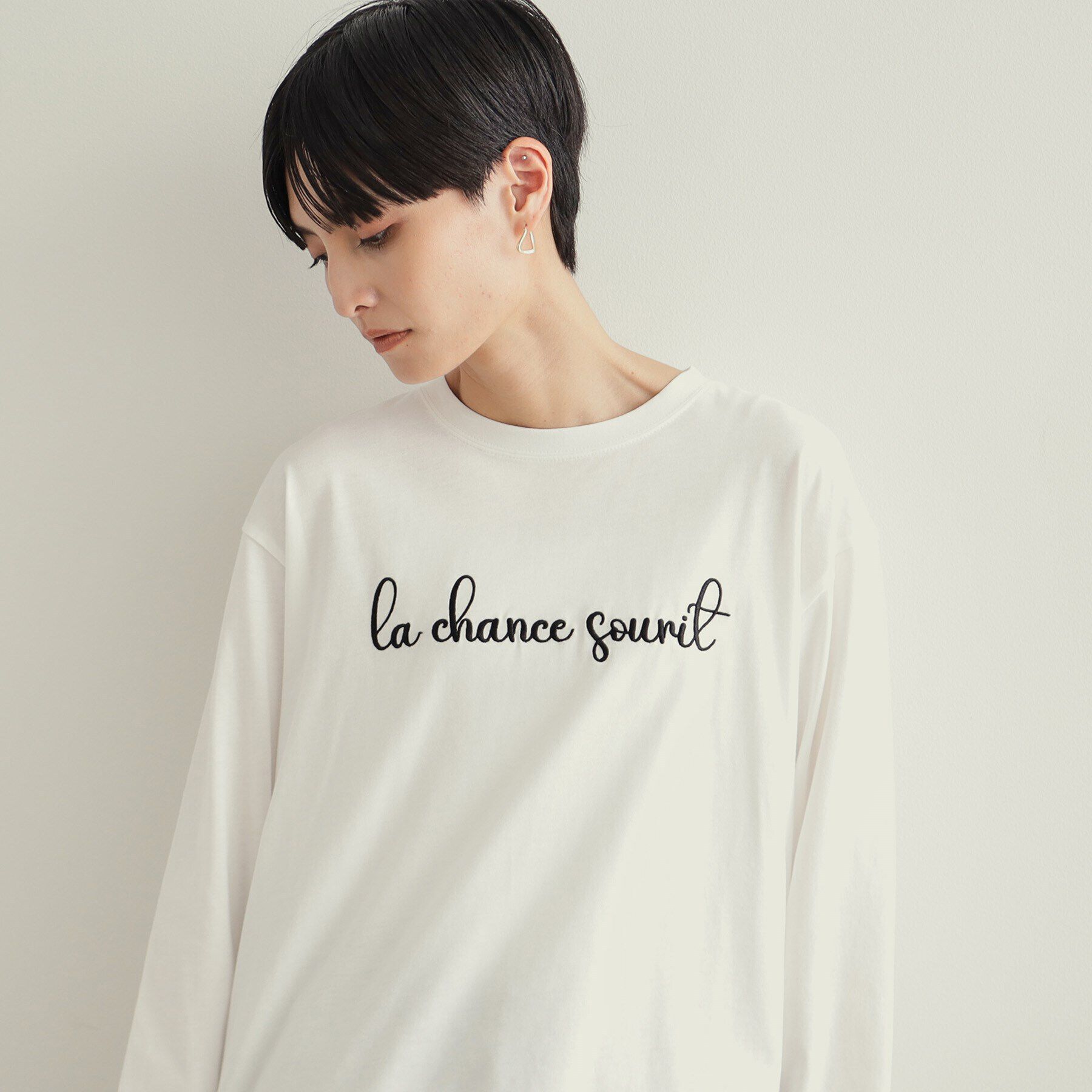 OPAQUE.CLIP「刺繍ロゴトップス【洗濯機洗い可】」|Tシャツ・カットソー|