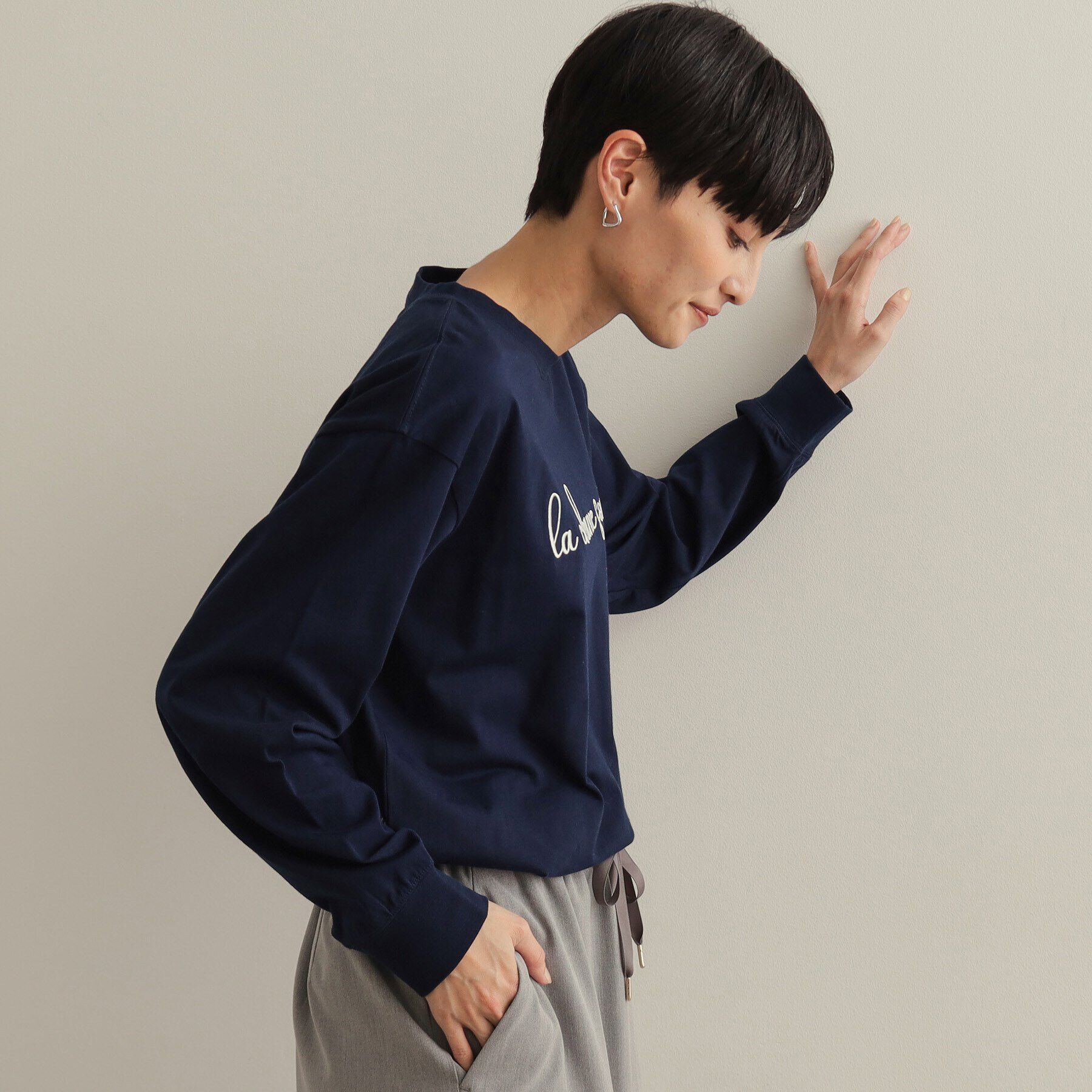 OPAQUE.CLIP「刺繍ロゴトップス【洗濯機洗い可】」|Tシャツ・カットソー|