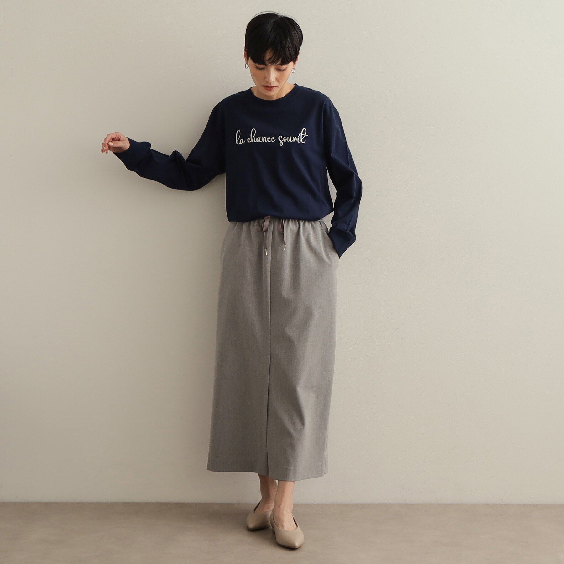 OPAQUE.CLIP「刺繍ロゴトップス【洗濯機洗い可】」|Tシャツ・カットソー|