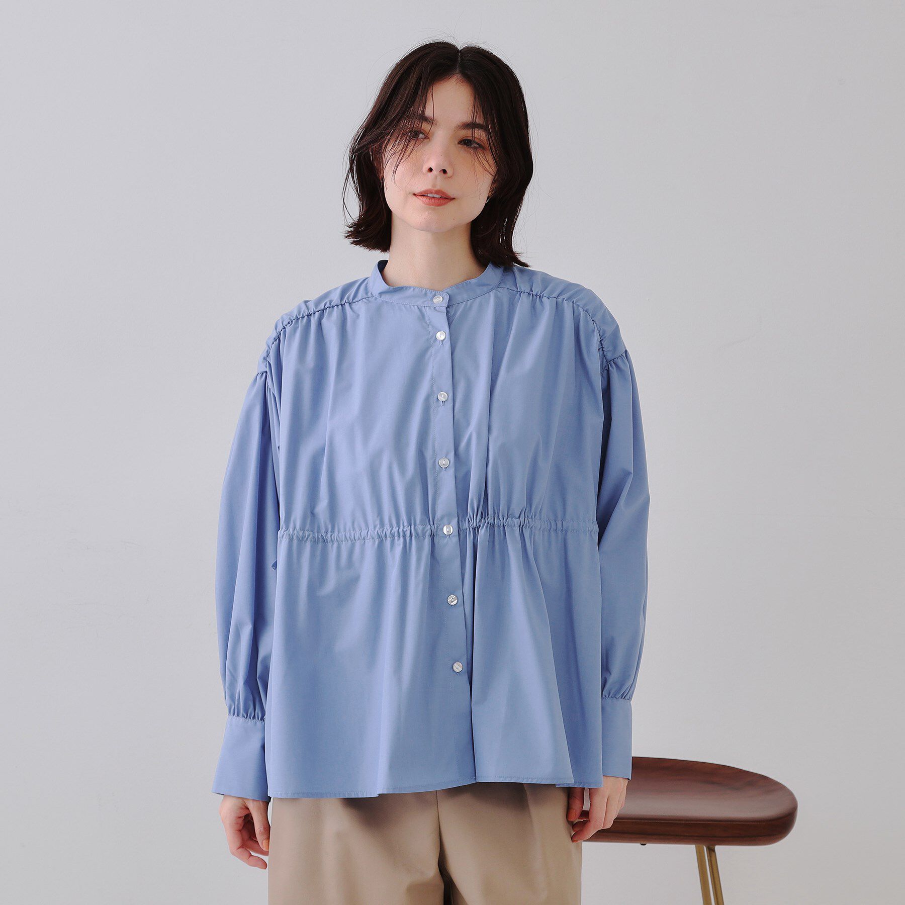 OPAQUE.CLIP「ウエストリボンペプラムシャツ【洗濯機洗い可】」|シャツ・ブラウス|