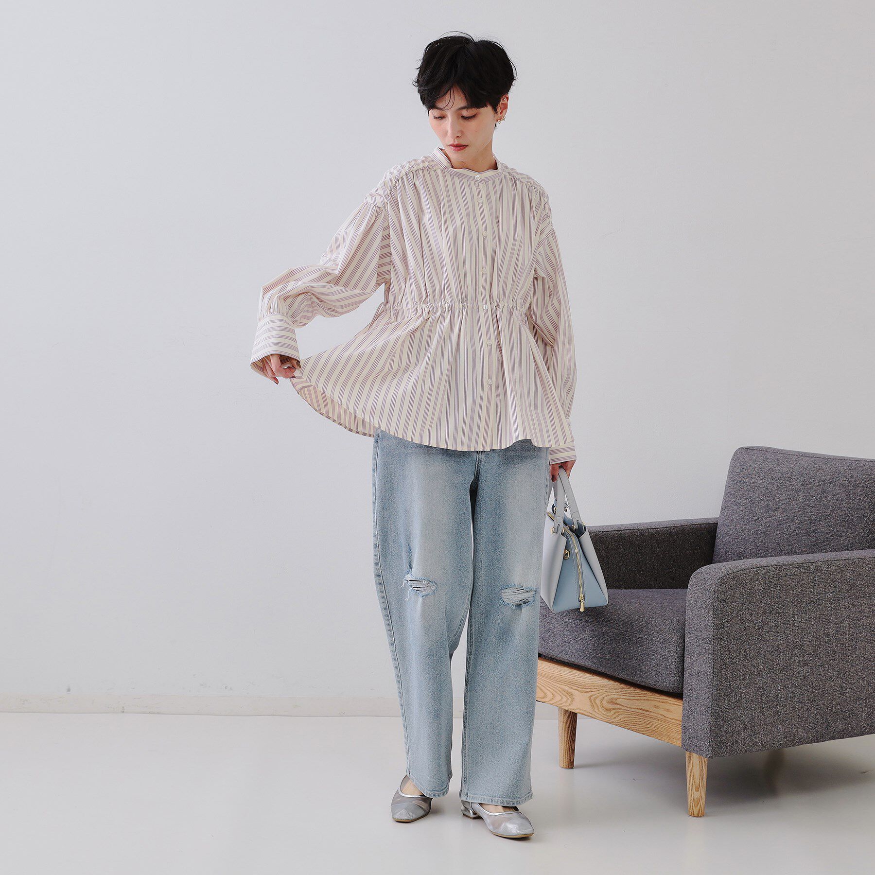 OPAQUE.CLIP「ウエストリボンペプラムシャツ【洗濯機洗い可】」|シャツ・ブラウス|