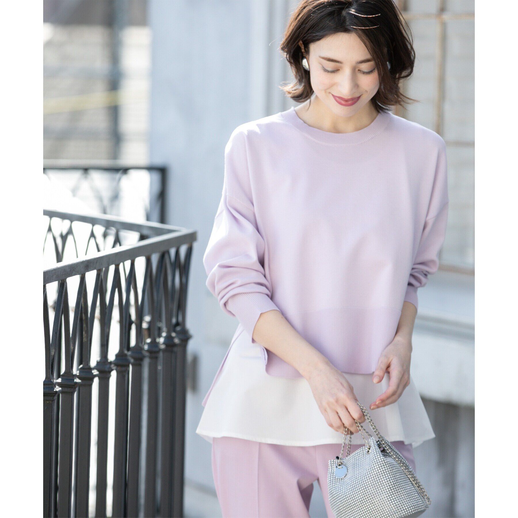 OPAQUE.CLIP「《ツインセット》ワイドニット&times;裾フレアタンクトップ【洗濯機洗い可/抗ピル】」|ニット・セーター|