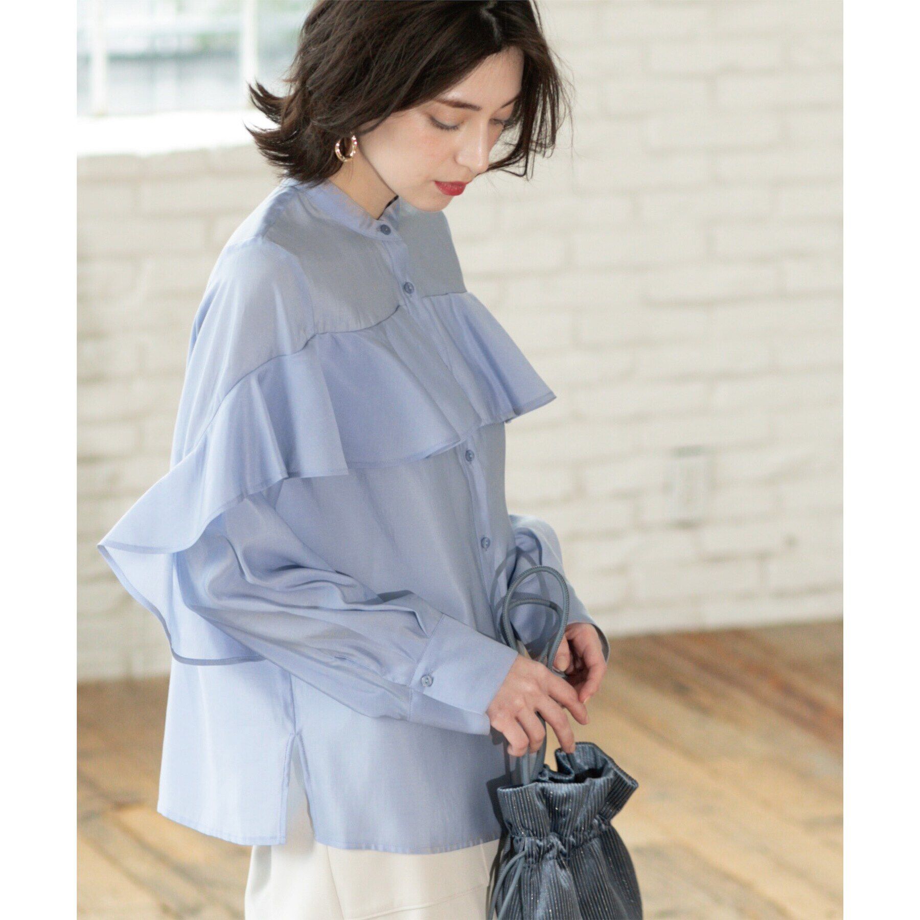 OPAQUE.CLIP「シアーフリルブラウス【洗濯機洗い可】」|シャツ・ブラウス|