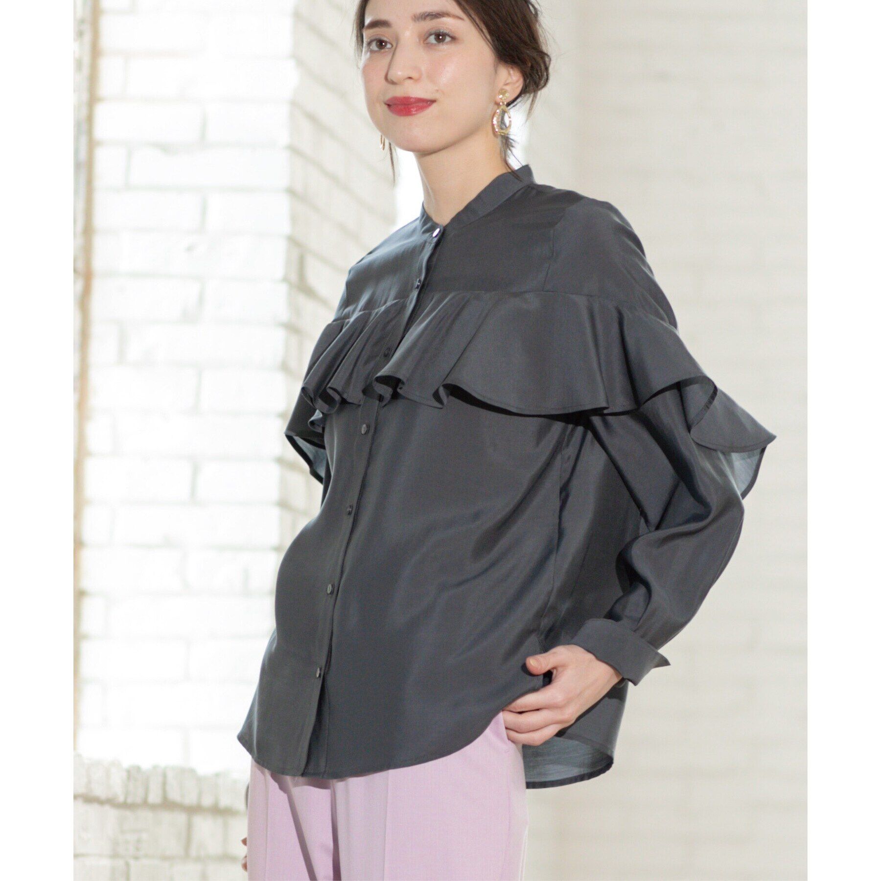 OPAQUE.CLIP「シアーフリルブラウス【洗濯機洗い可】」|シャツ・ブラウス|