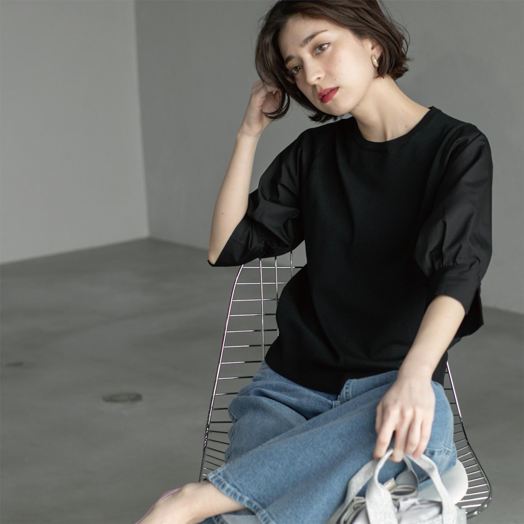 OPAQUE.CLIP「フハクスリーブドッキングニット【洗濯機洗い可】」|ニット・セーター|