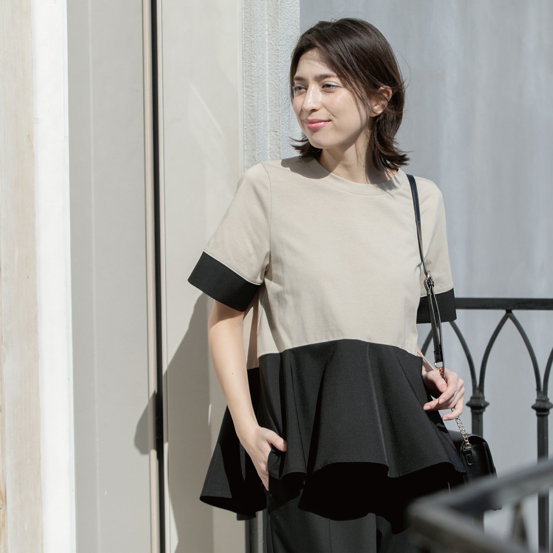 OPAQUE.CLIP「ペプラム切替ドッキングトップス【洗濯機洗い可】」|Tシャツ・カットソー|